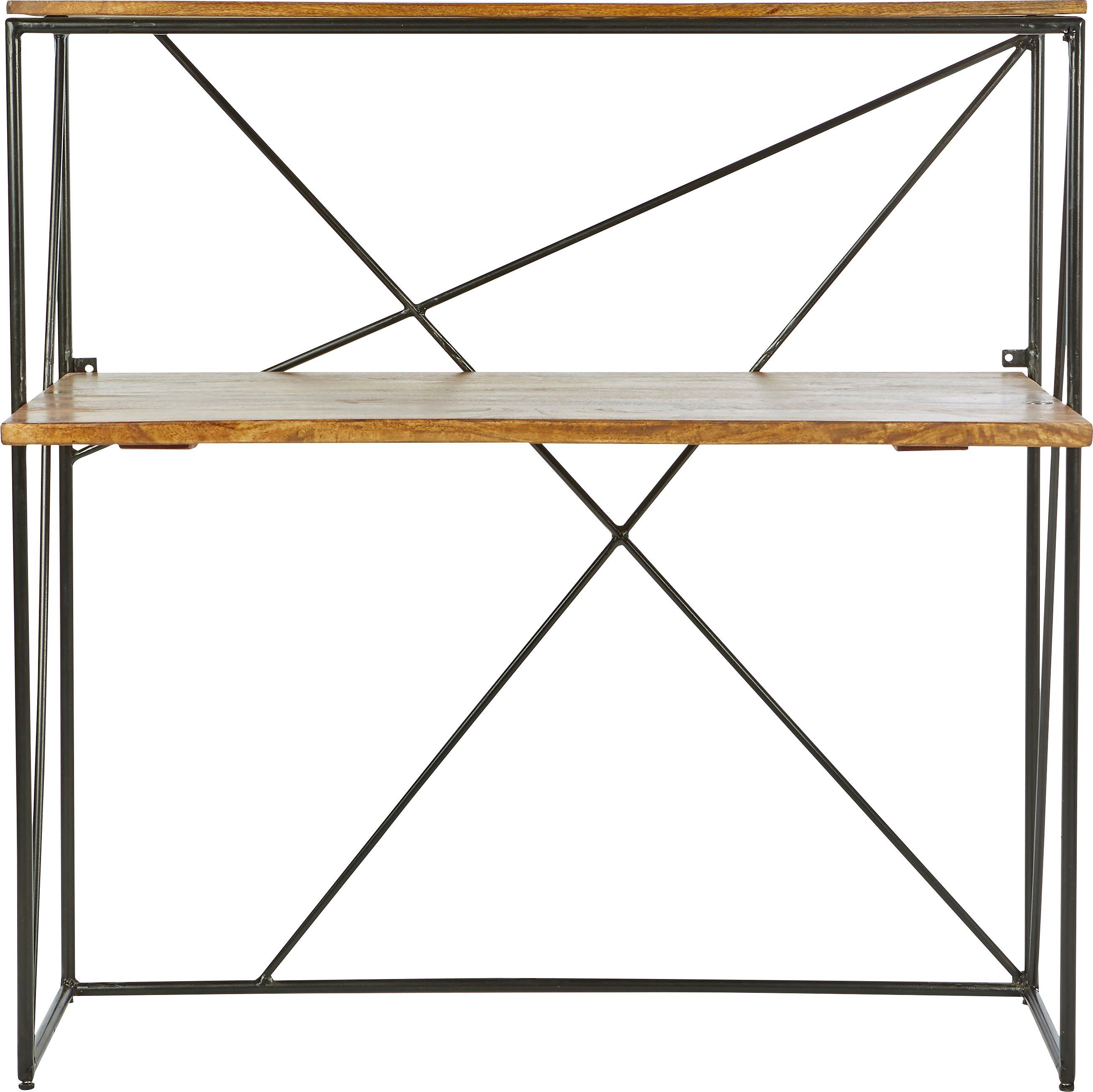 TOM TAILOR HOME Secretaire T-NEST SHELF OFFICE LOW middelhoog, open bureaurek, van mangohout en metaal