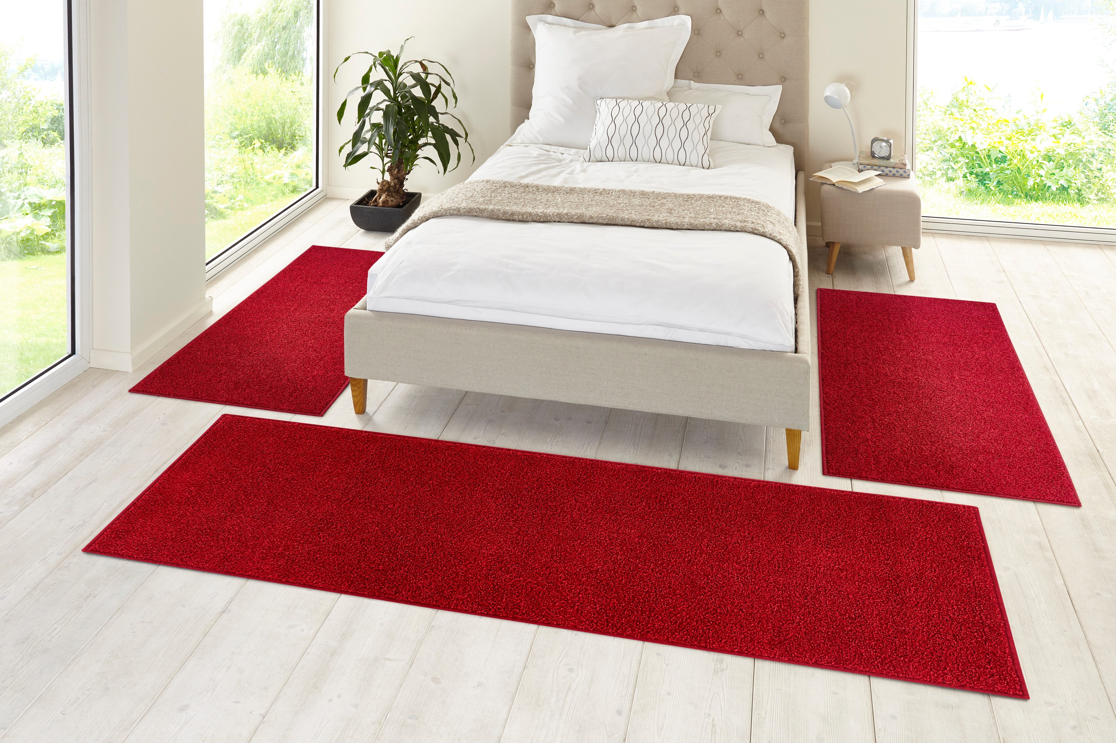 HANSE Home Set slaapkamerkleedjes Pure 100 Korte pool, unikleur, vloerkleed, bedloper, slaapkamerkleed, loper
