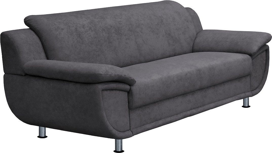 TRENDMANUFAKTUR 3-zitsbank Rondo, breedte 207 cm, brede armleuningen, chromen poten Big-sofa optioneel met bonnellvering, in verschillende bekledingen bestelbaar