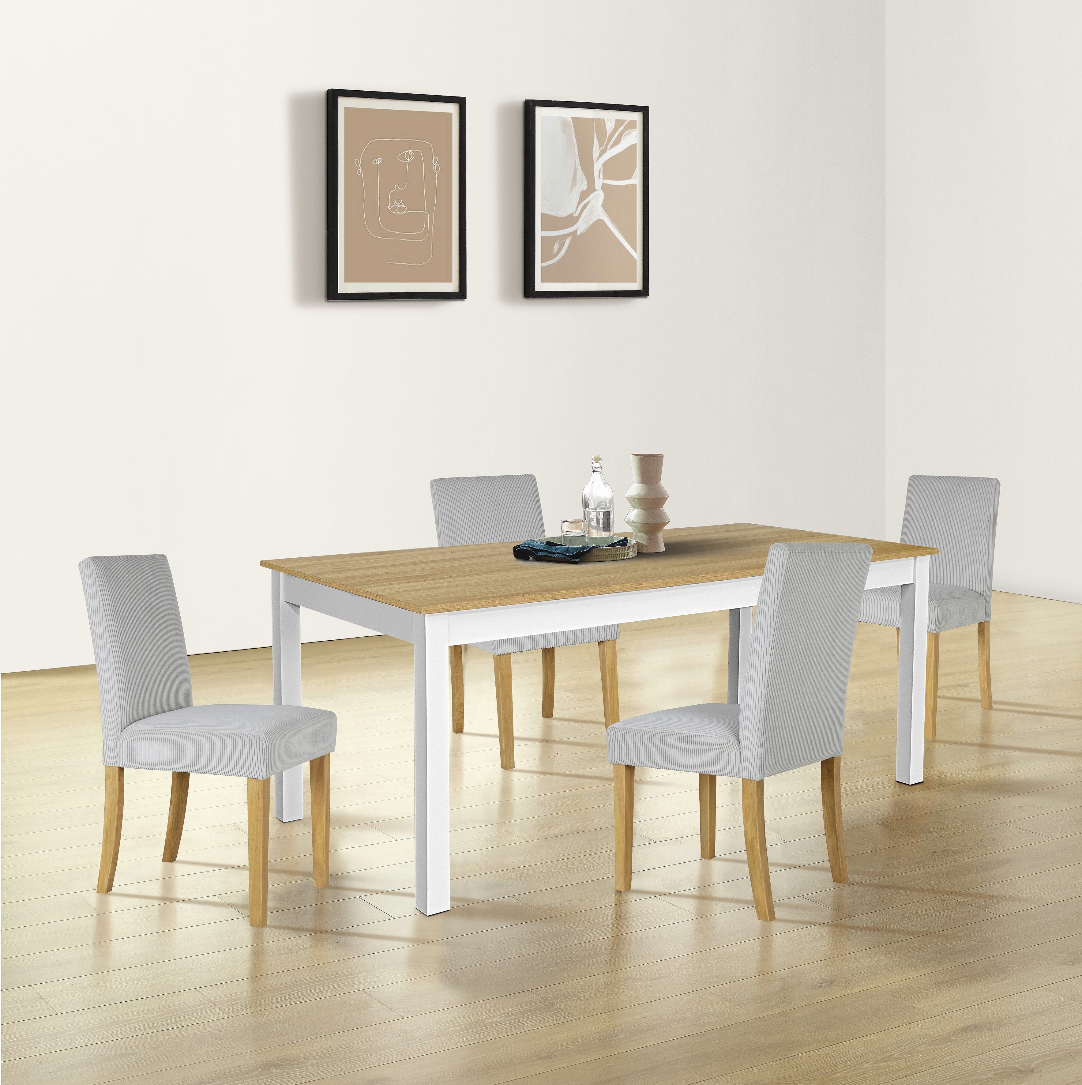 Home affaire Eetkamerstoel Winikon, TOPSELLER! Massief houten frame, moderne cordstof, comfortabel gepolsterd (set) 4 poot stoelen grijs