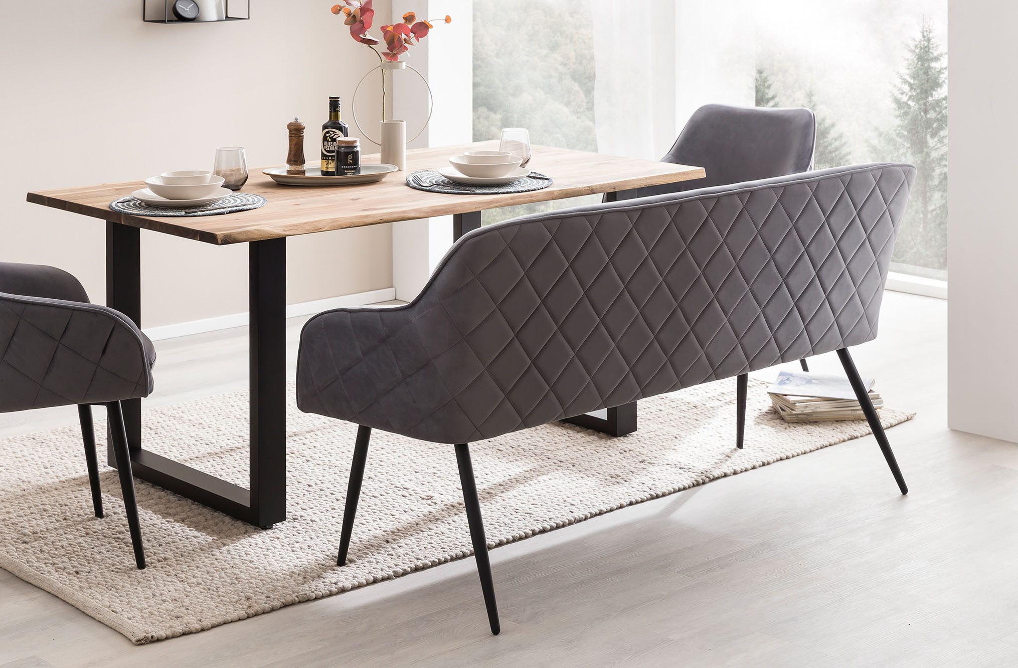 SalesFever Eethoek Rugvlak met ingewikkelde ruitstepping (set, 6-delig)