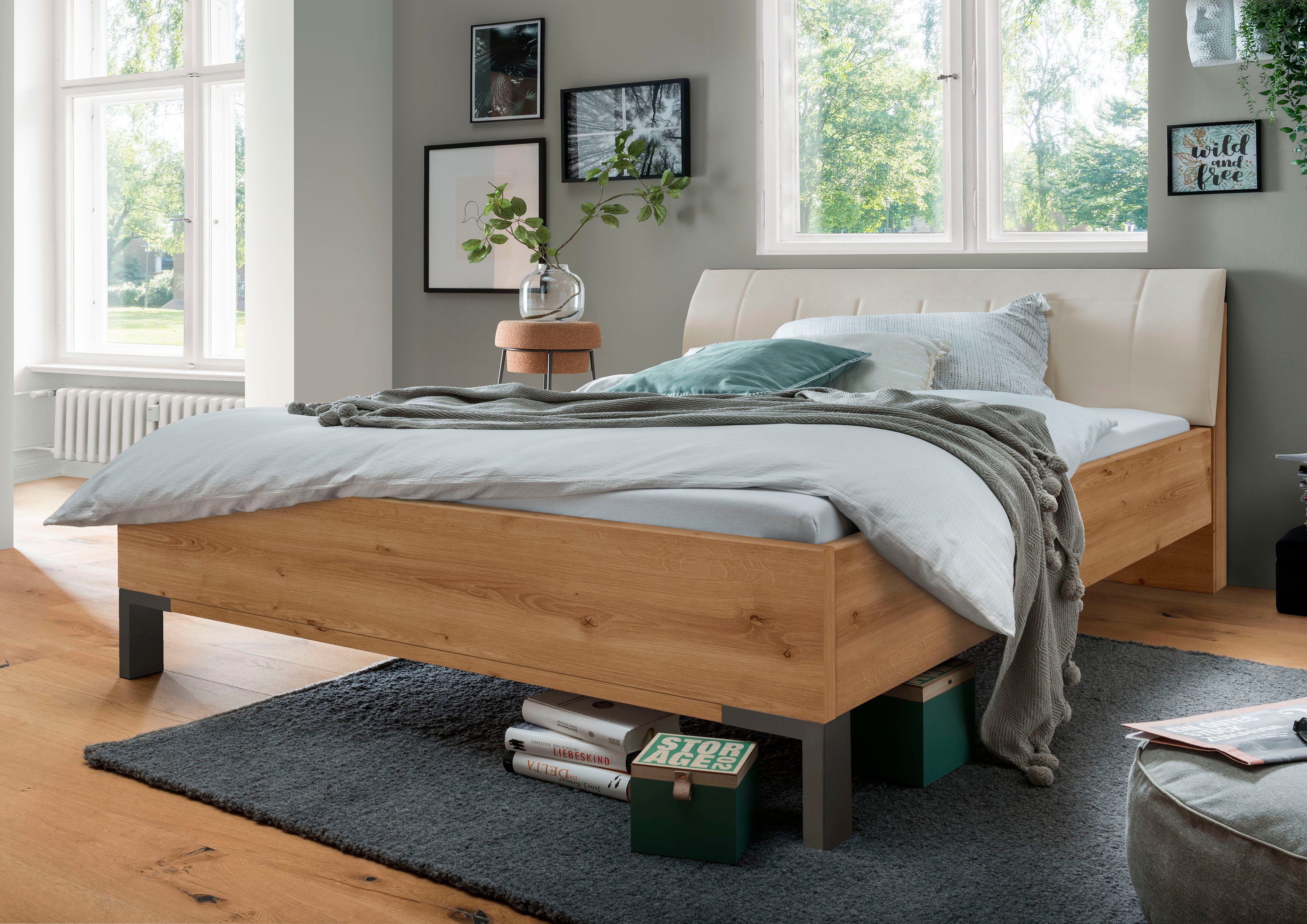 WIEMANN Futonbed Monaco, Bedframe, Bedframe, comfortabel gestoffeerd hoofdbord