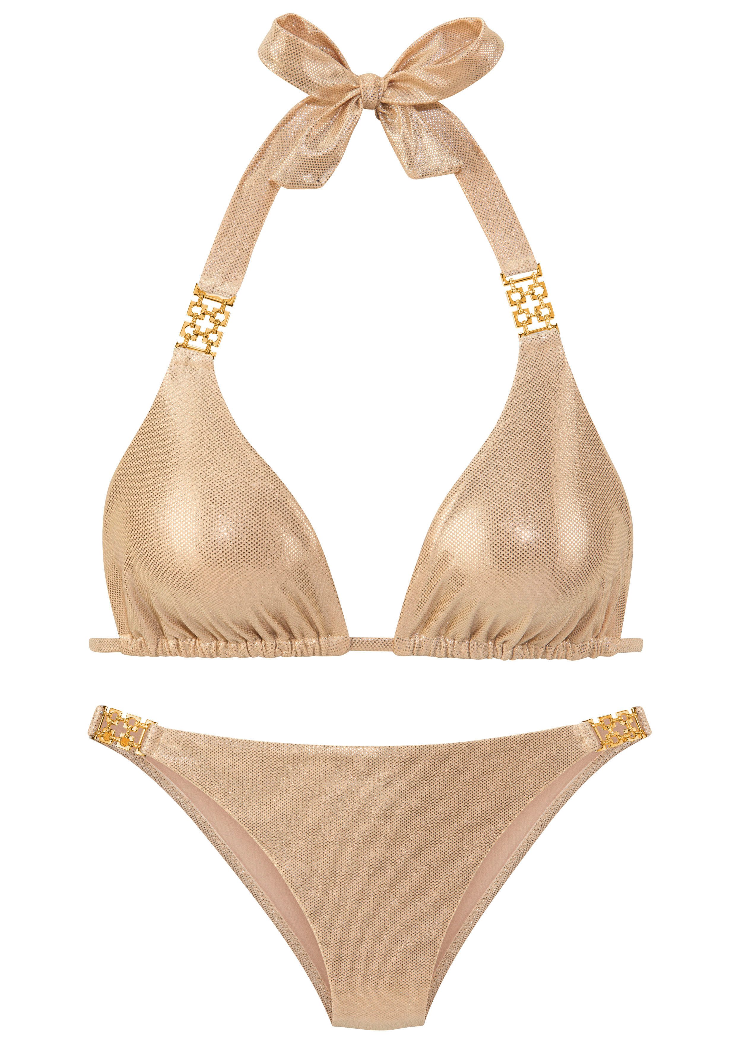 Lascana Triangelbikini Rio met goudkleurige siergespen