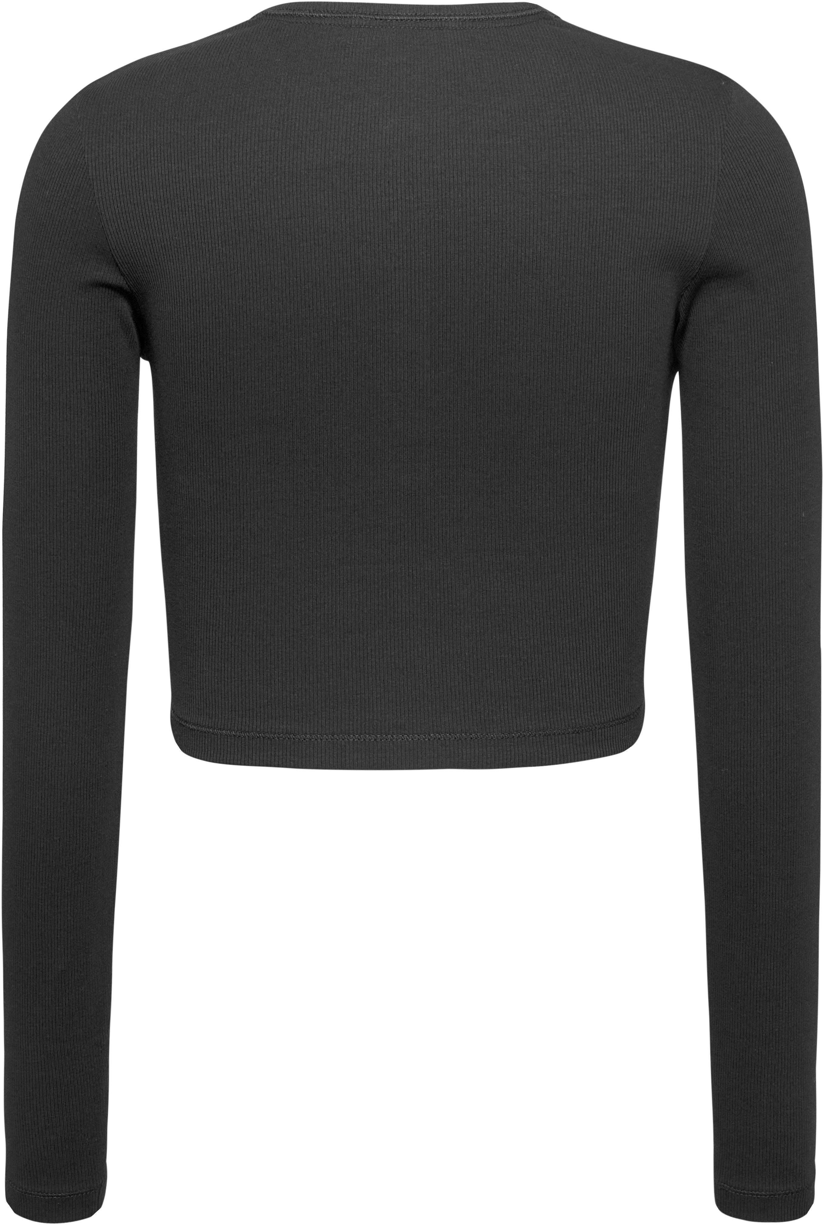 TOMMY JEANS Shirt met lange mouwen TJW CRP HENLEY TOP LS in modieuze cropped vorm