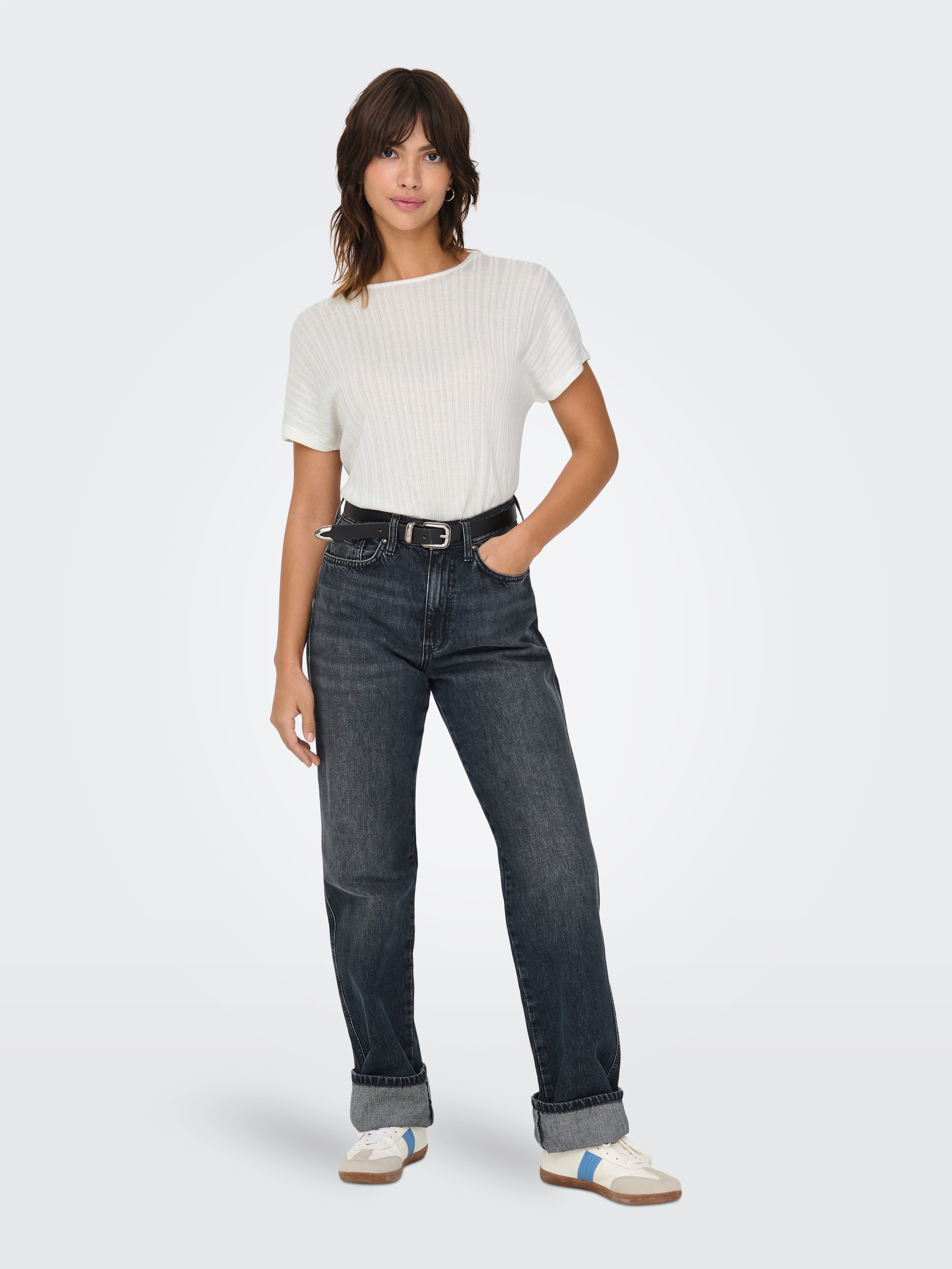 Only Shirt met korte mouwen ONLIRINA S/S O-NECK TOP JRS NOOS