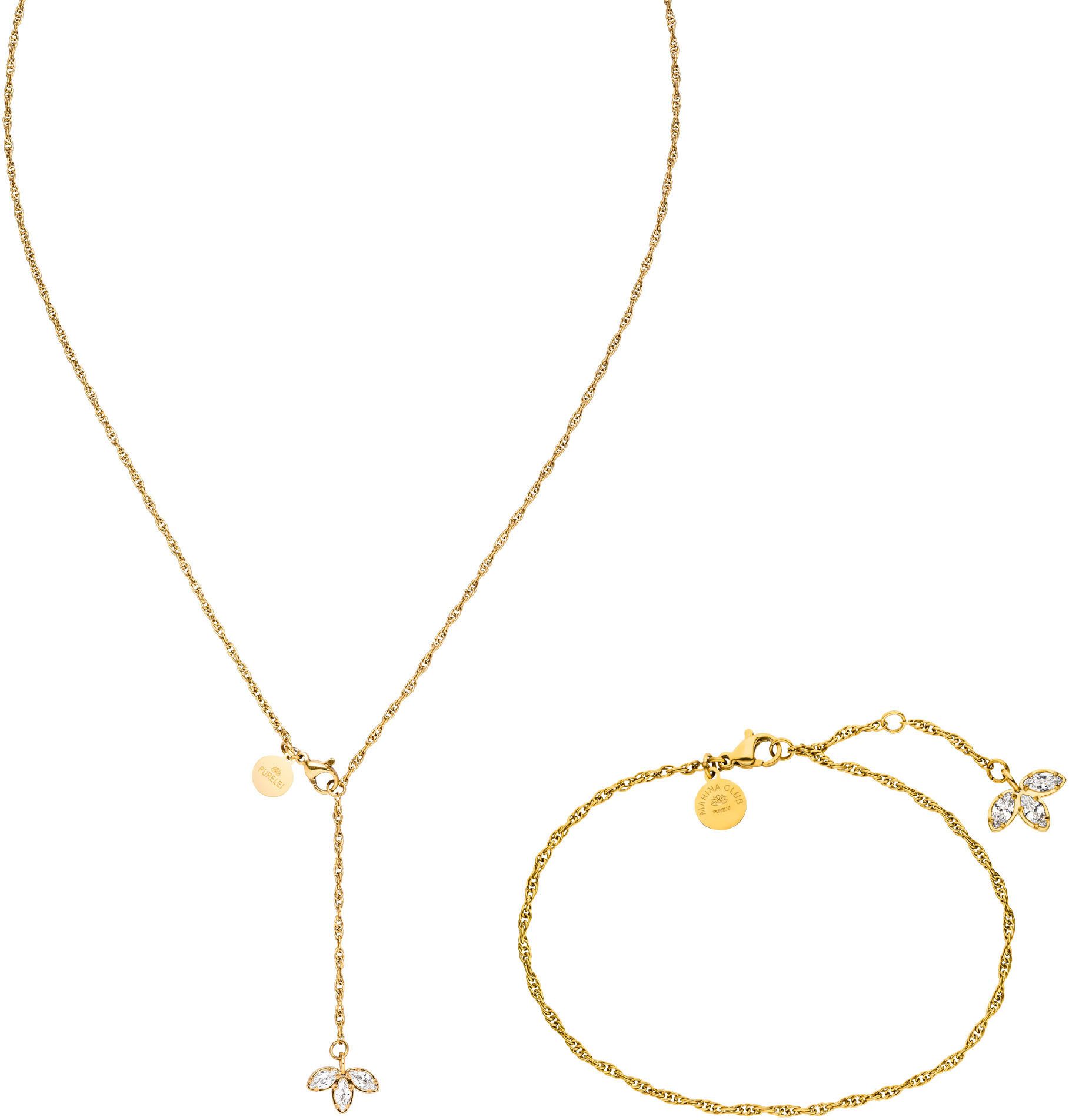 Purelei Sieradenset Sieraden roestvrijstalen ketting en enkelband Mahina Club Lotus, 2308-MC-Lotus (set, 2-delig) dames sieradensets goud