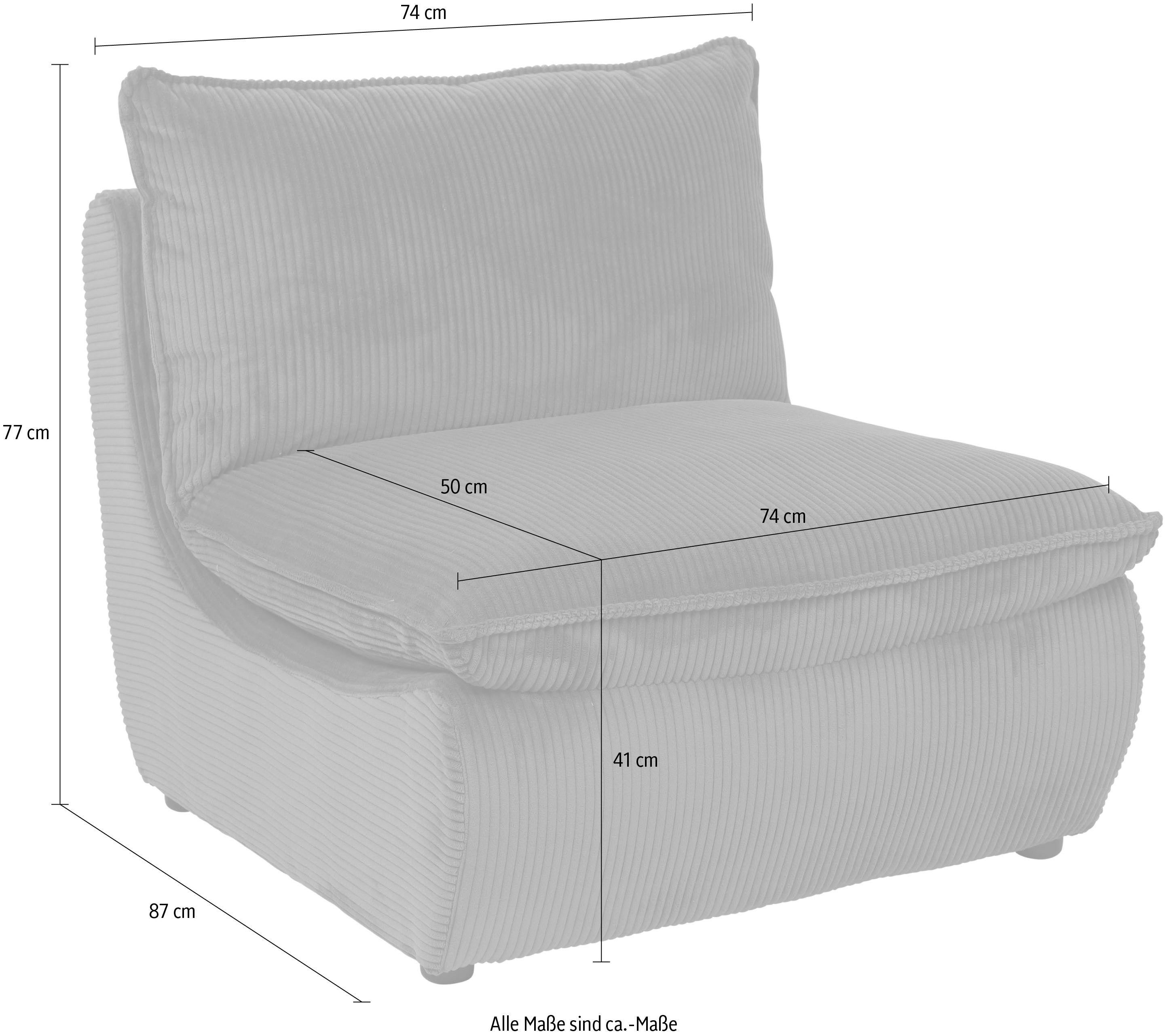 HELA Loungestoel Rhodos Fauteuil, gepolsterd, opgezette kussen, microvezel, breedcord (1 stuk)