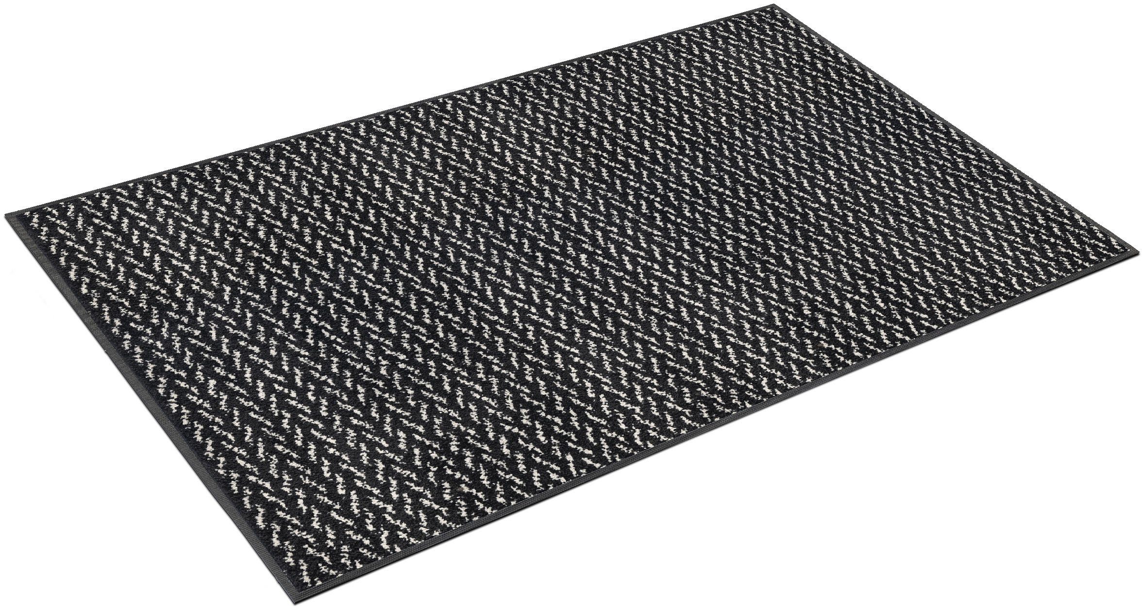 wash+dry by Kleen-Tex Vloerkleed Duo Pepper antislip, geschikt voor binnen en buiten, wasbaar moderne vloerkleden maat 75 cm x 120 cm x 9 mm zwart