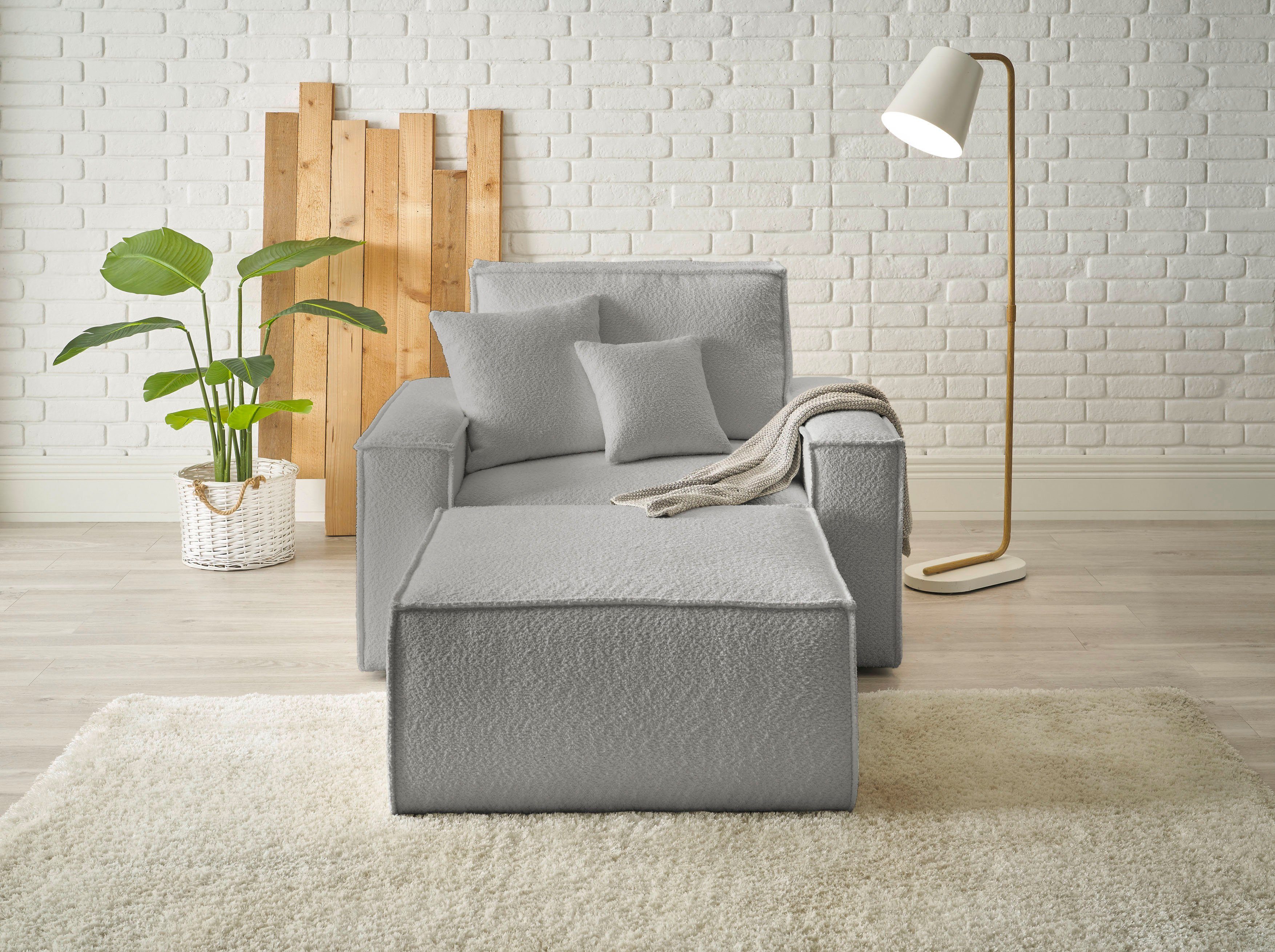 andas Loveseat Finnley Loveseat en hocker als set, passend bij de bekleding-serie Finnley (2-delig) grijs, 2- & 3-zitsbanken