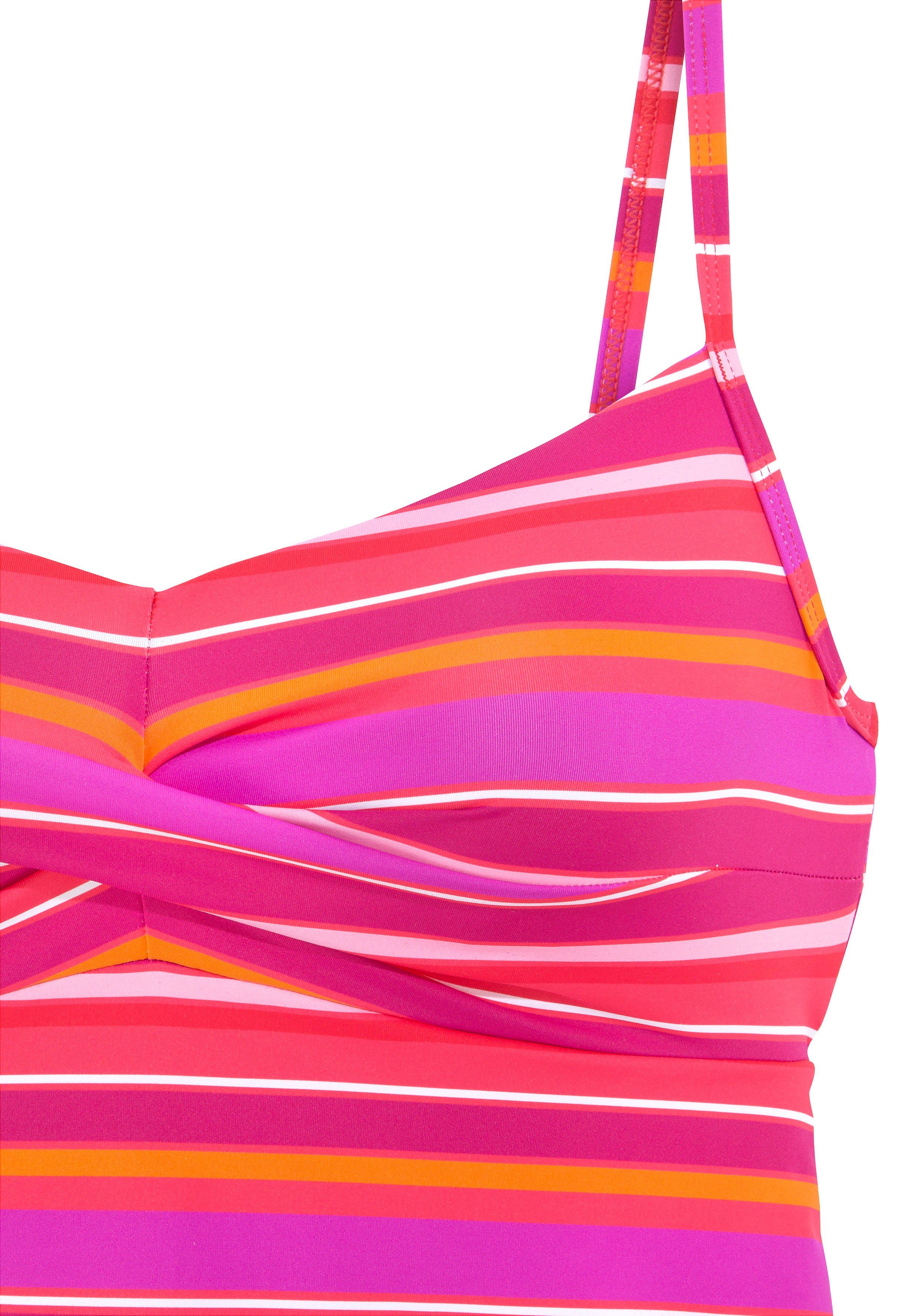 s.Oliver RED LABEL Beachwear Tankinitop met beugels Fun in een trendy streepdessin