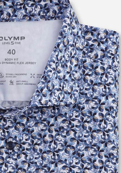 OLYMP Overhemd met korte mouwen Level Five 24/Seven body fit in 24/7 dynamic flex kwaliteit