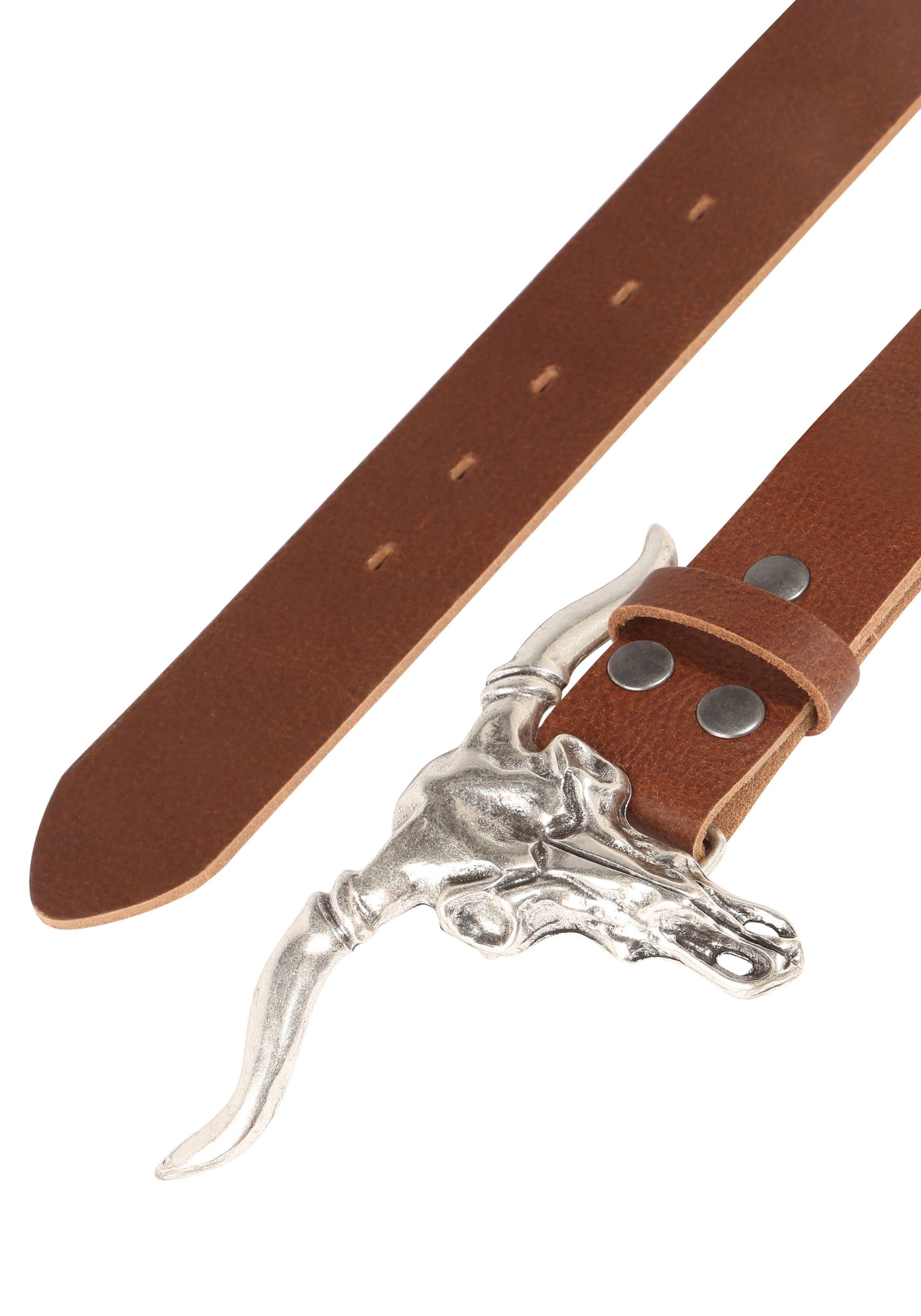 RETTUNGSRING by showroom 019° Leren riem met verwisselbare sluiting "buffelkop"