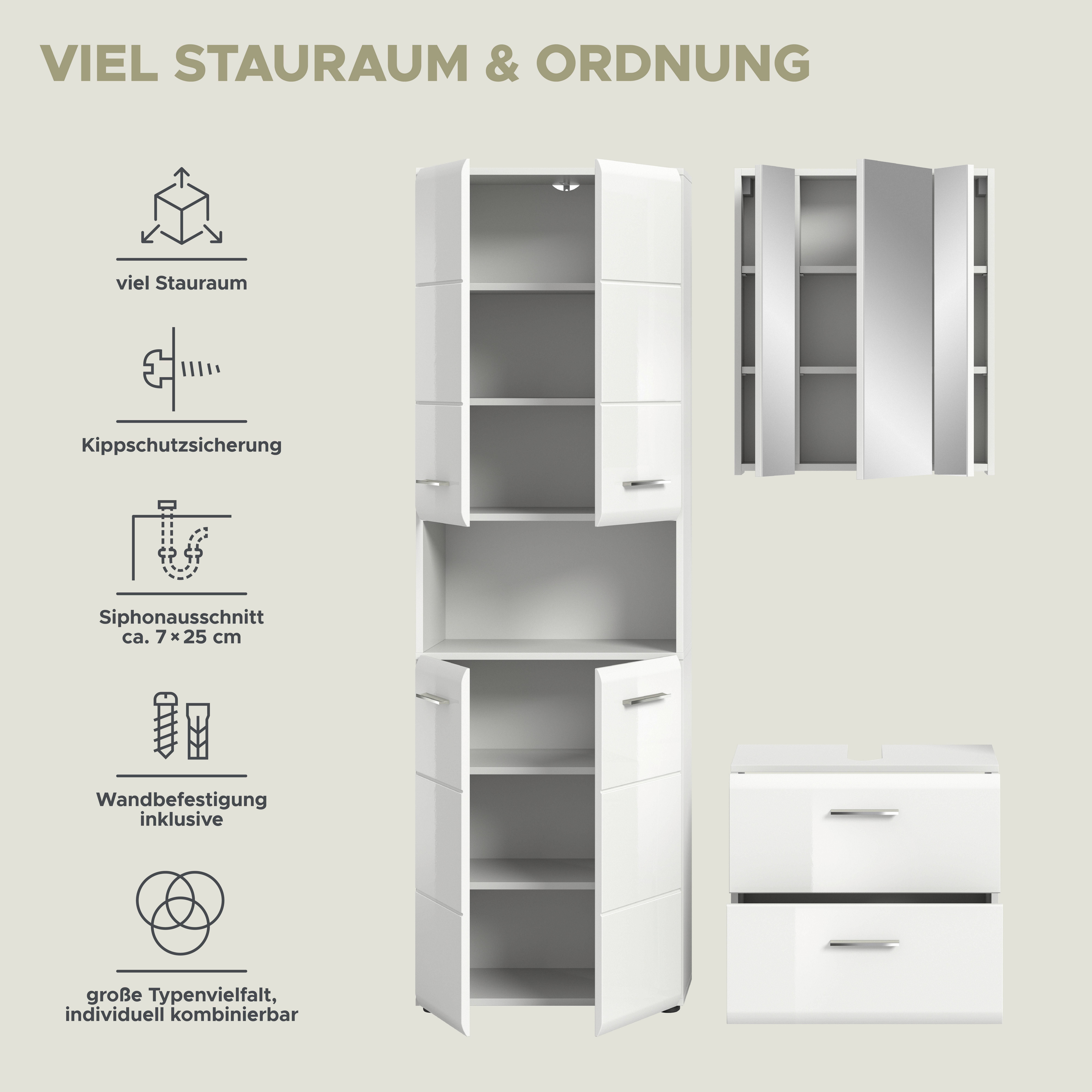 INOSIGN Badmeubelset FLORENZ, TOPSELLER!, 3-delige badcombinatie, hoogwaardige MDF-front