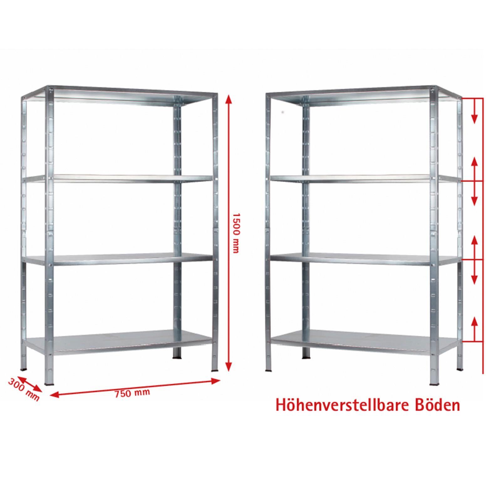 SCHULTE Regalwelt Stellingkast Huishoudrek Metaal verzinkt, 1370x750x300 mm, 4 planken