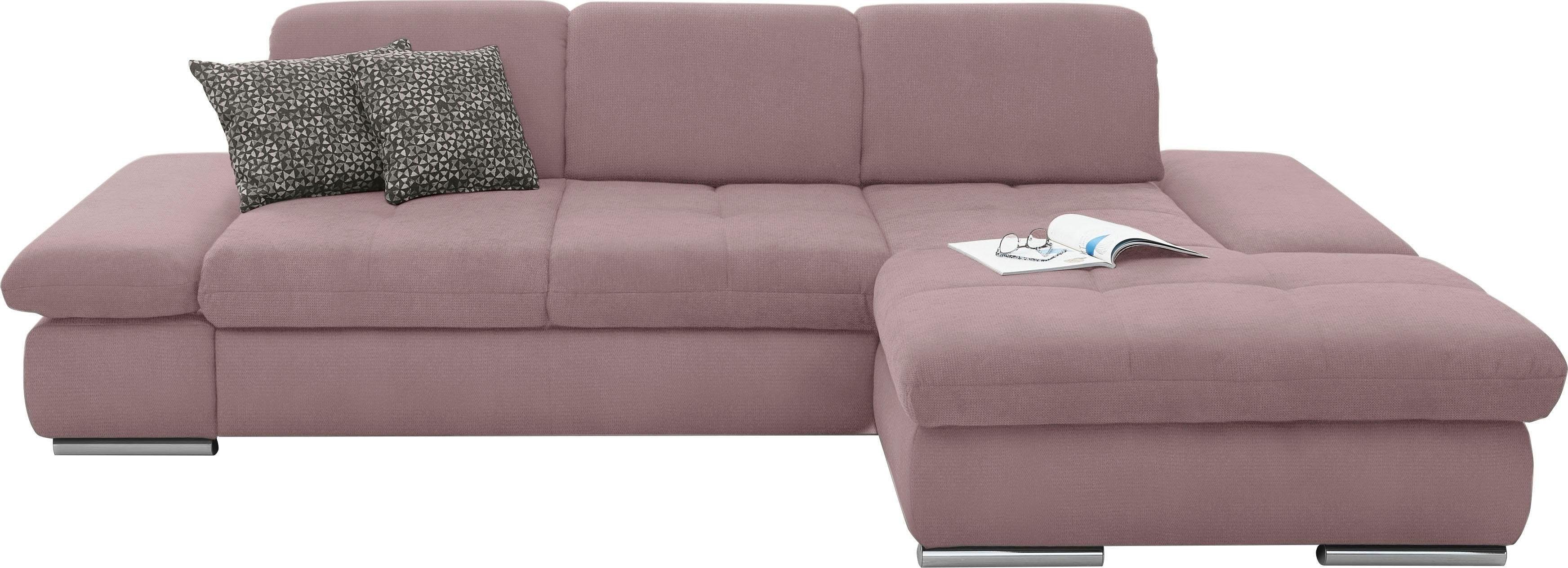 set one by Musterring Hoekbank SO4100 V met verstelbare hoofdeinden, optioneel met functies, cord bekleding