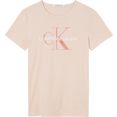 calvin klein shirt met ronde hals glossy monogram slim tee roze