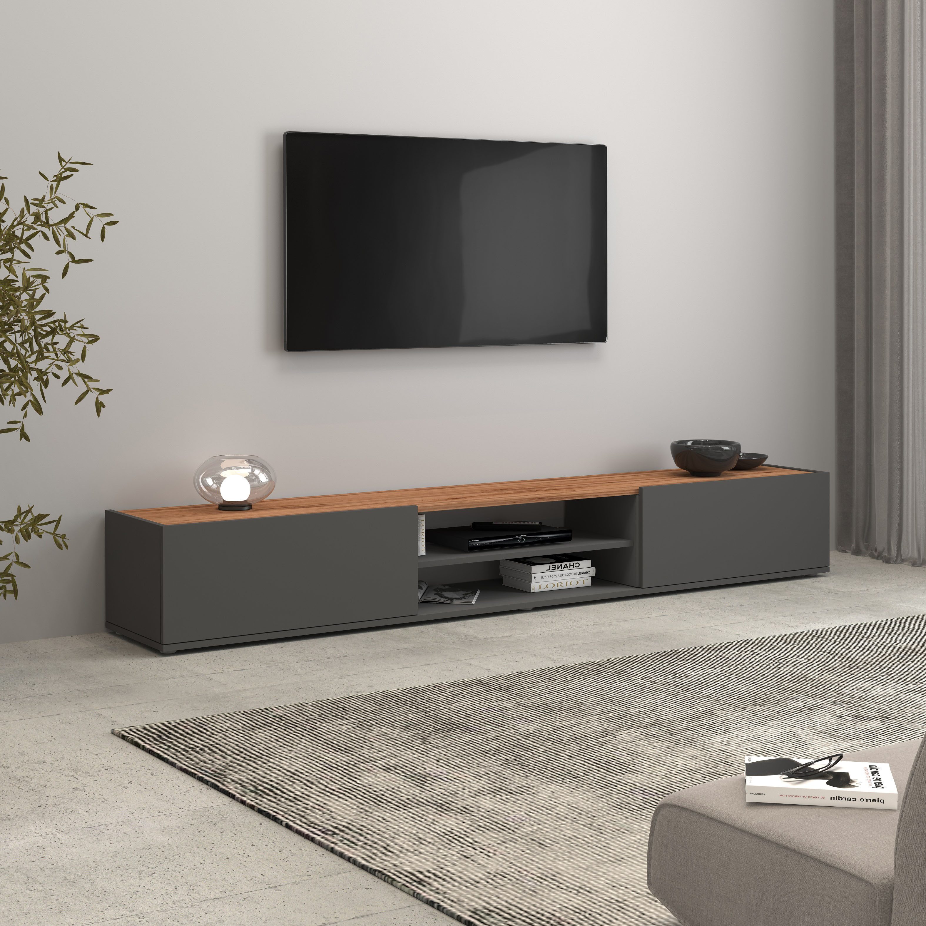 INOSIGN Tv-meubel Garda staand en hangend met 2 kleppen, 1 legplank, breedte 210 cm