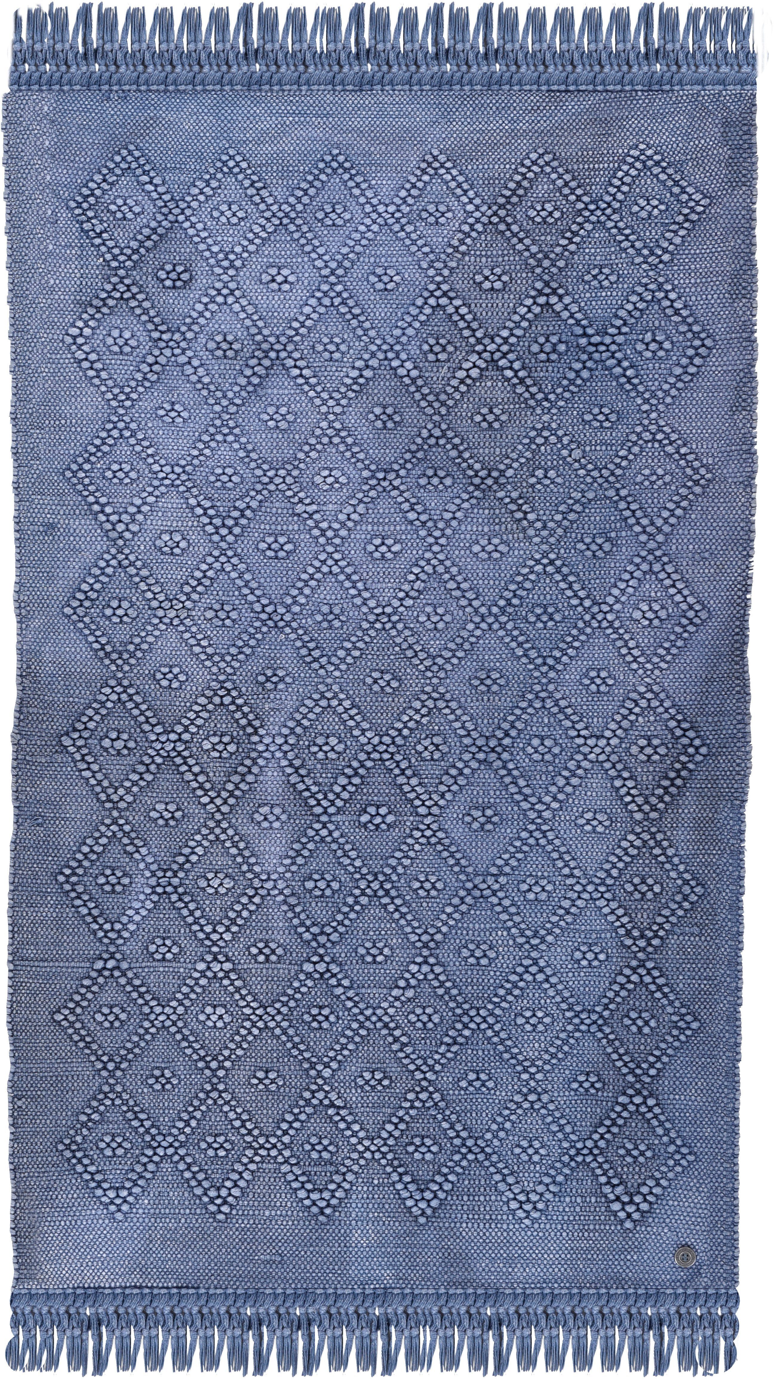 TOM TAILOR HOME Badmat Vintage wash Badmat, uni kleuren, ruitpatroon, met franjes, 100% katoen (1 stuk)
