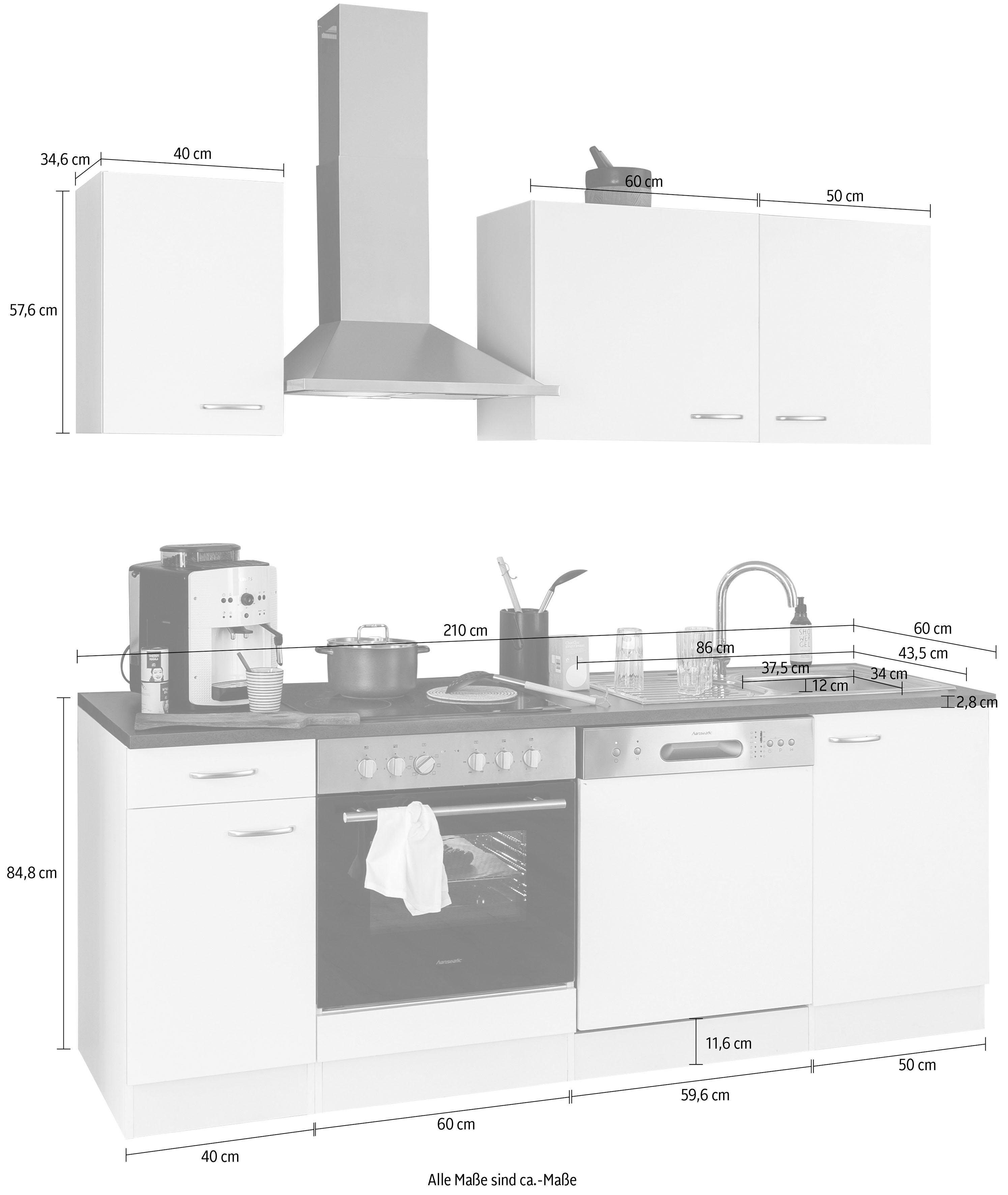 OPTIFIT Keukenblok Parare zonder elektrische apparaten, breedte 210 cm