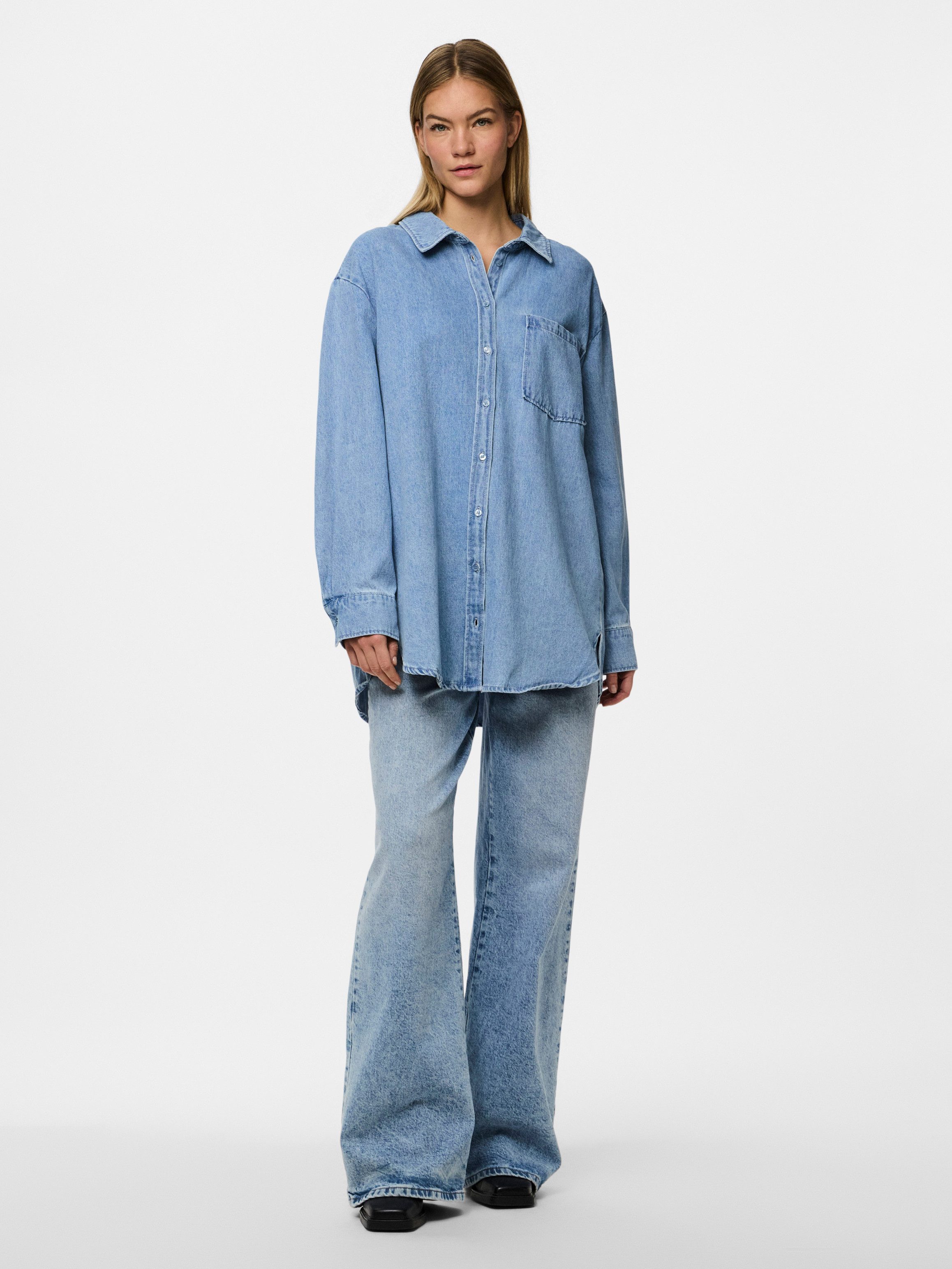 pieces Jeans blouse PCMAISIE LS DENIM SHIRT NOOS BC