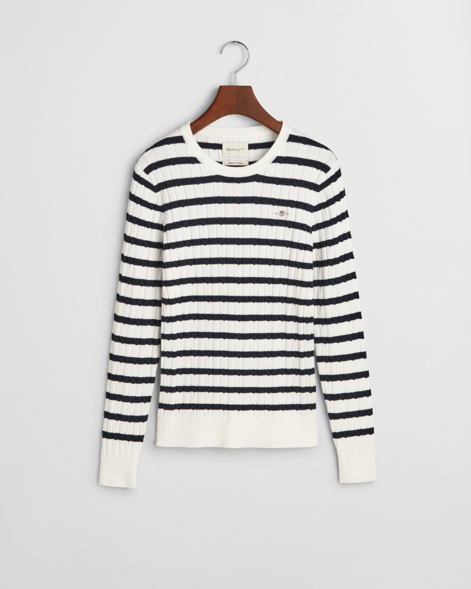 Gant Trui met ronde hals STRETCH COTTON CABLE STRIPE C-NECK