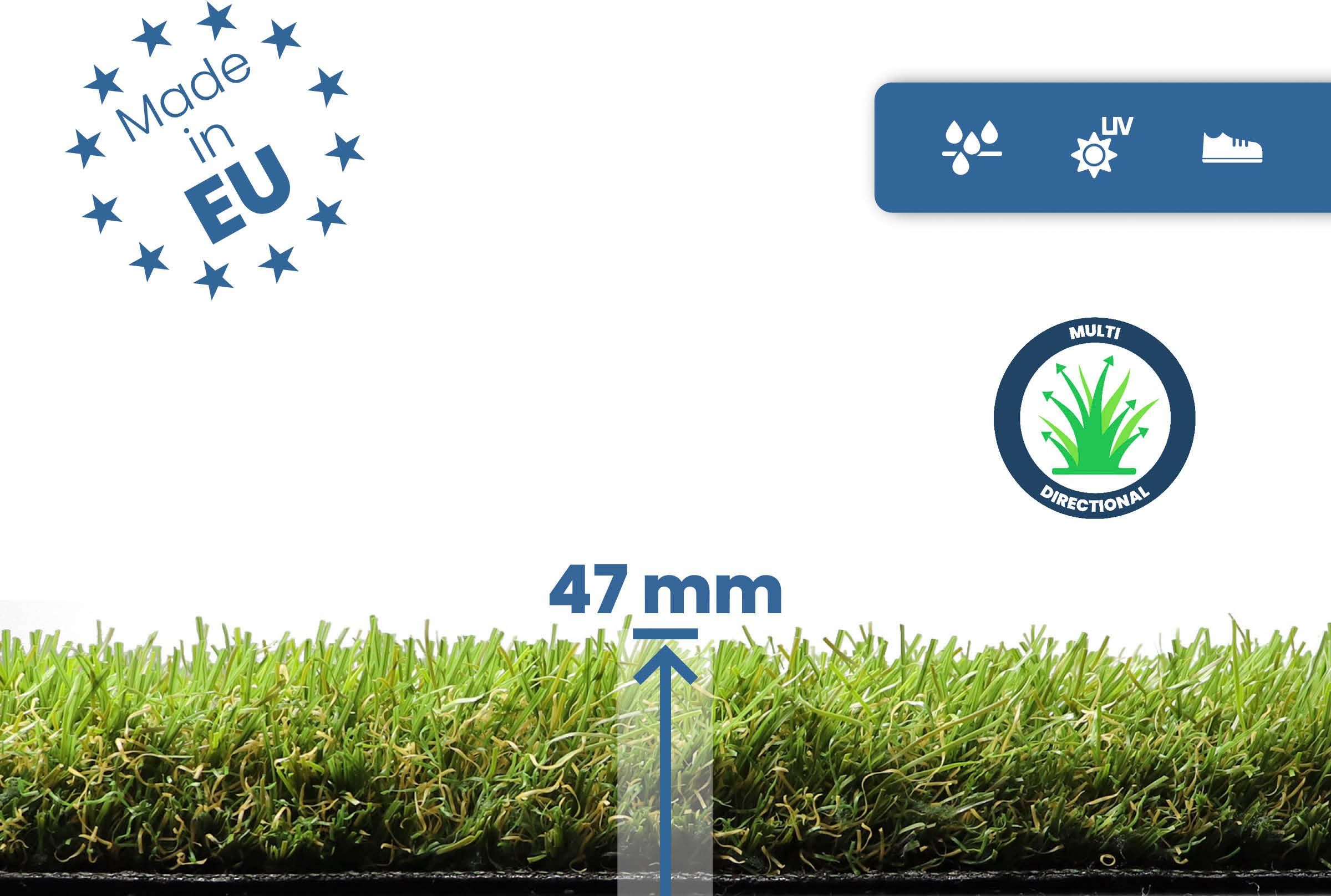Primaflor-Ideen in Textil Kunstgras Premium ZENIT realistische look, met drainagefunctie, ideaal voor balkon & terras