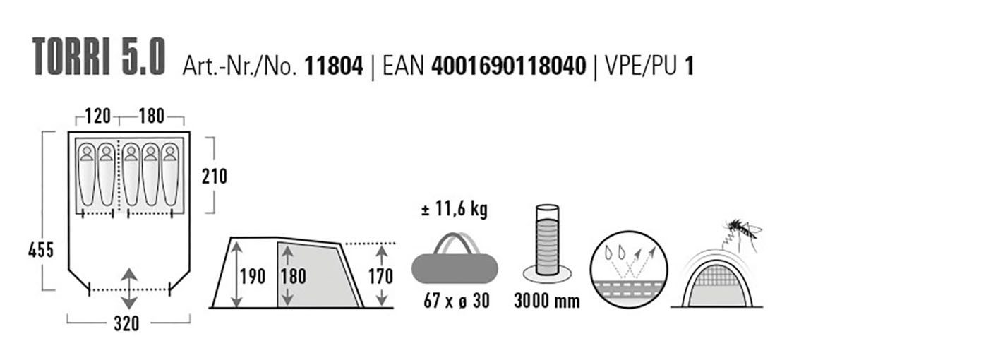 High Peak Tunneltent Torri 5.0