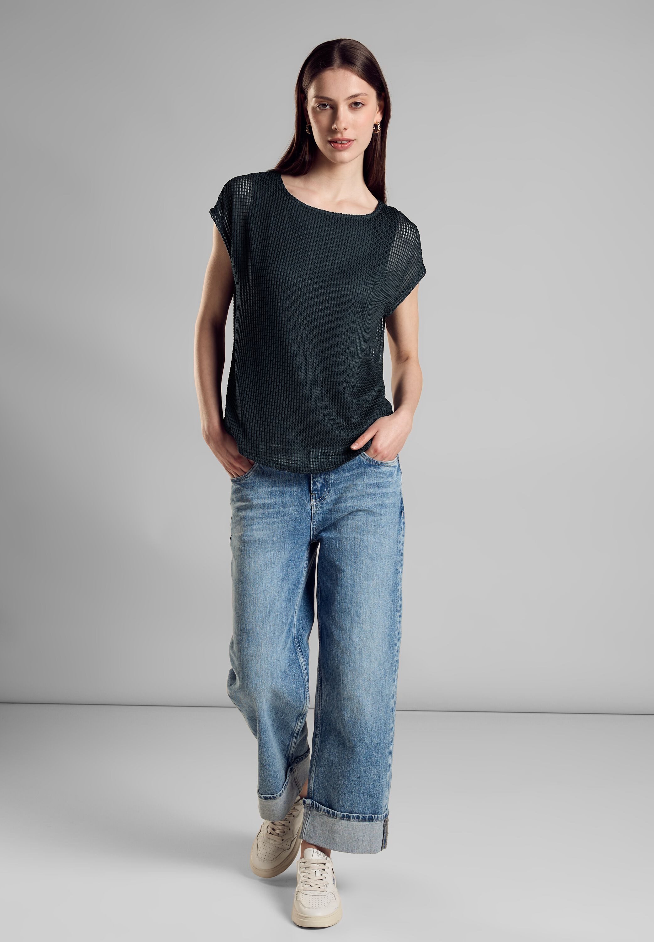 STREET ONE 2-in-1-shirt met mesh-structuur bovenstof