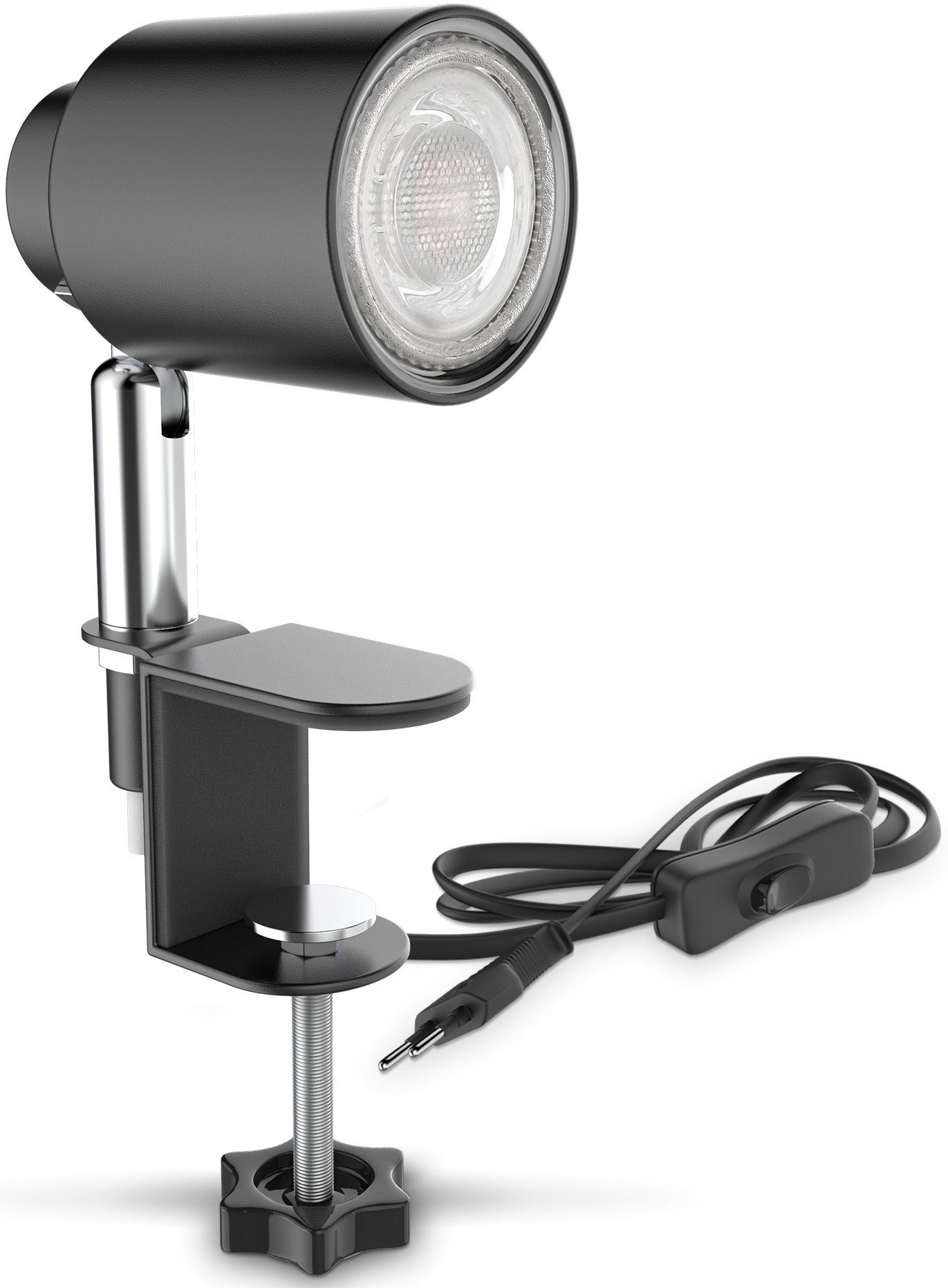 B.K.Licht Klemlamp BK_KL1353 LED tafellamp, incl. GU10 lamp, draaibaar Kantelbaar, metaal,...