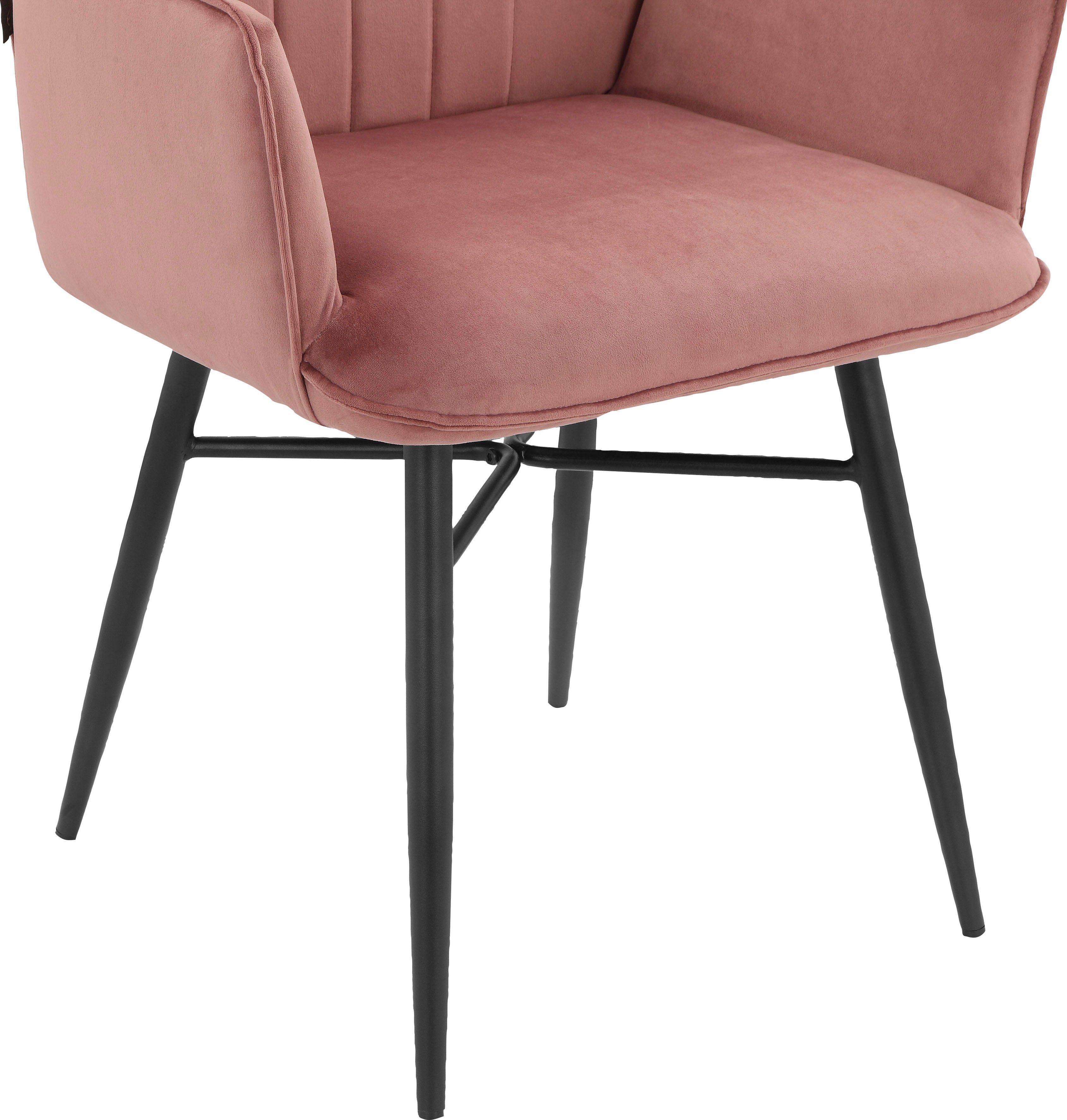 Leonique Eetkamerstoel Hrodwyn Zacht beklede zitting, met horizontale naden op de achterkant, zithoogte 52 cm (2 stuks)