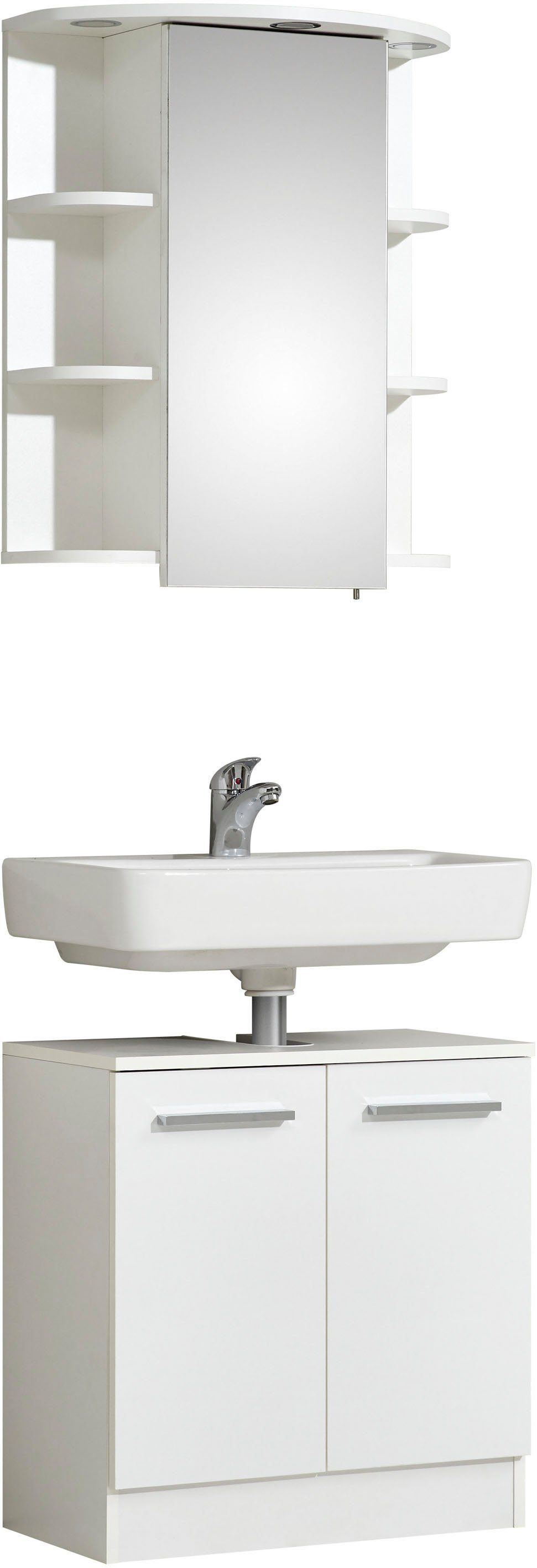 Saphir Badkamerserie Quickset 335 2-delig, wastafelonderkast met led-spiegelkast (2-delig)