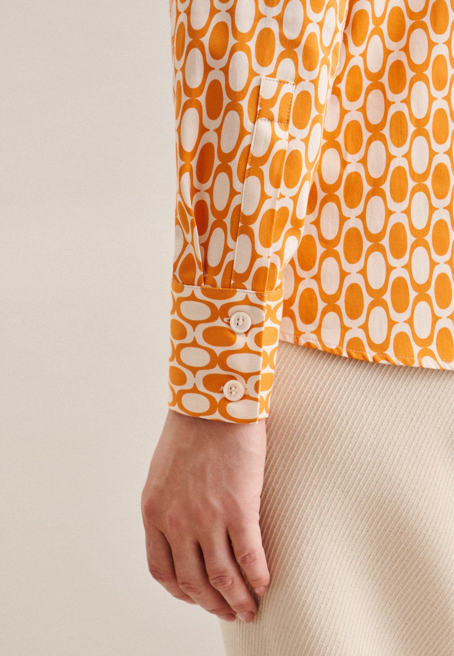 seidensticker Overhemdblouse Zwarte roos Lange mouwen kraag geometrische motieven