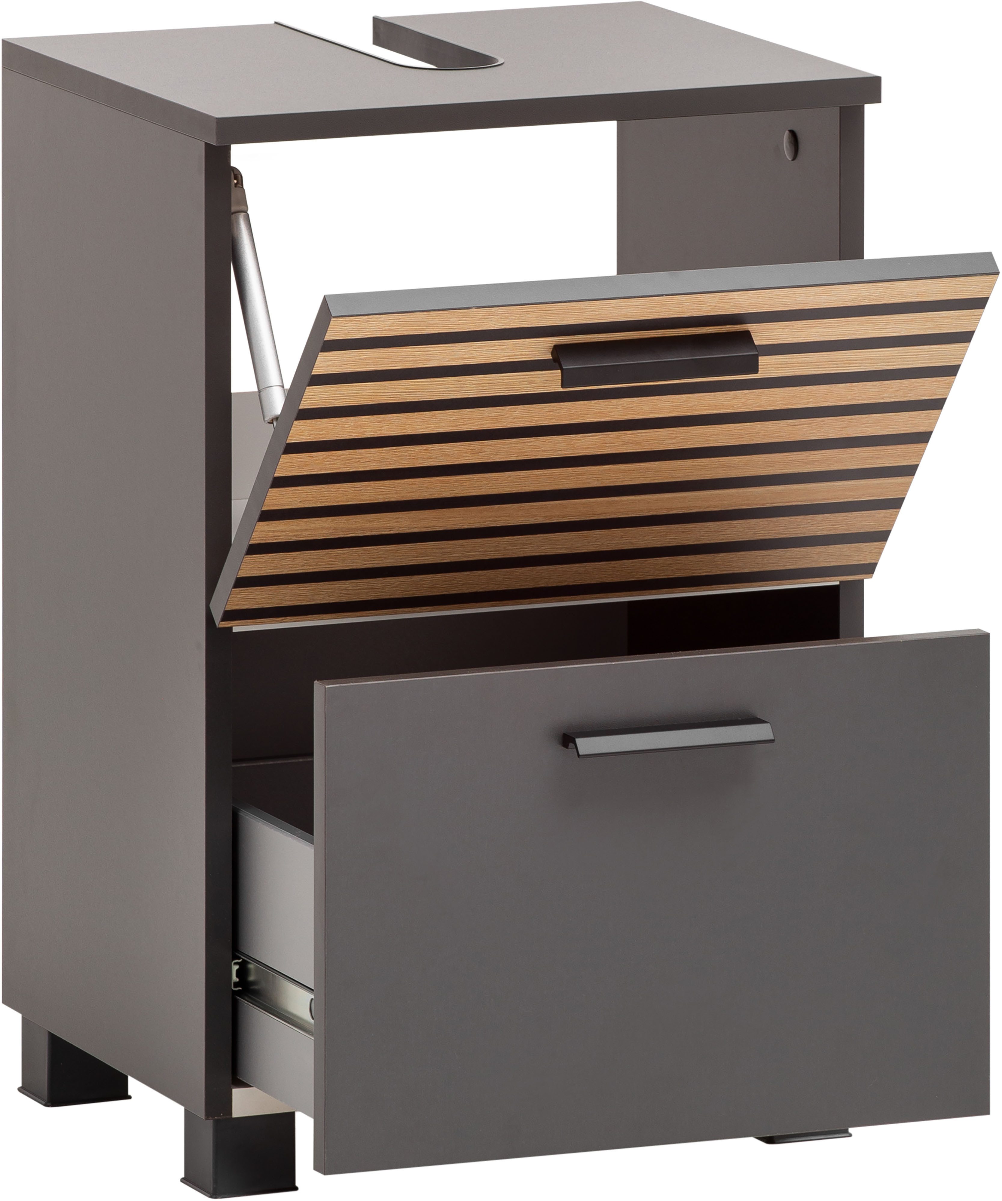 Schildmeyer Wastafelonderkast Katta, breedte 40 cm Bovenblad met sifonaansluiting, klepfront met akoestische print