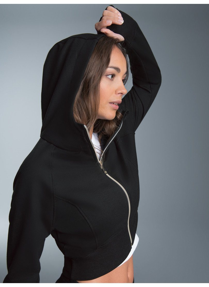 Trigema Sweatvest TRIGEMA cropped hoodie (1-delig) dames sweatvesten maat S zwart