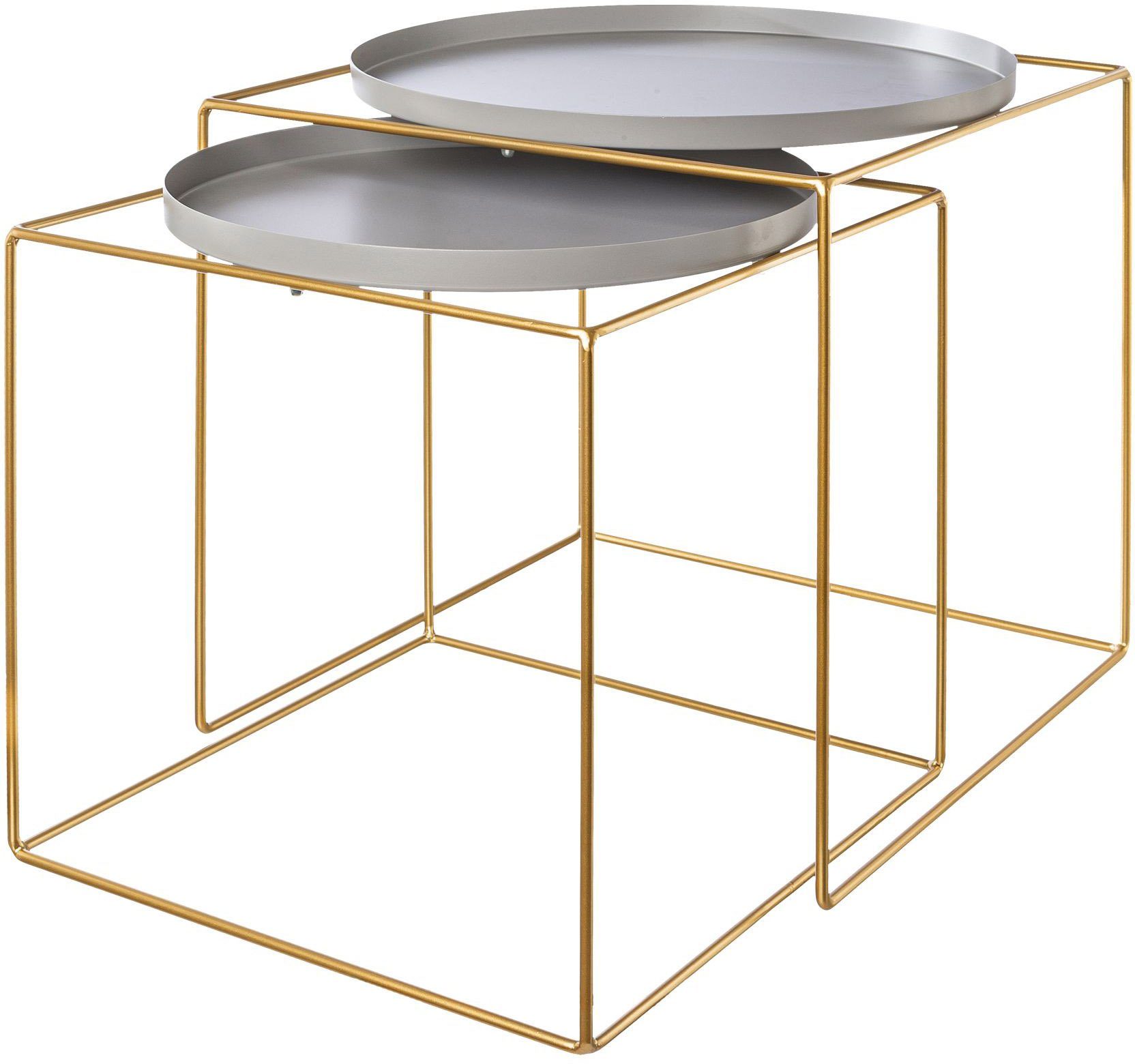 Creativ deco Bijzettafel in 2-delige set, in nesting-design, van metaal, hoogte ca. 47 en 42 cm (set, 2 stuks) bijzettafels grijs