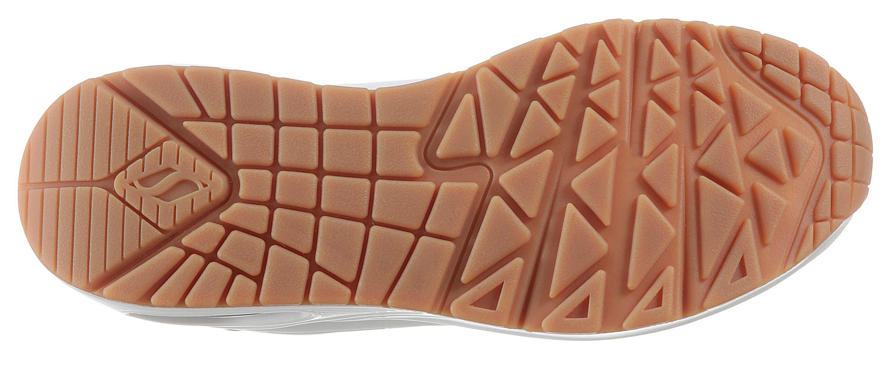 Skechers Slip-on sneakers UNO SHIMMER AWAY Slipper, vrijetijdsschoen, plateau sneaker met modieuze sleehak