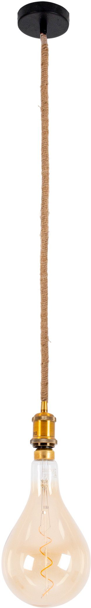 näve Hanglamp Ontario Hanglamp>>Ontario<<,dimbaar,led 1xE27/5W,touw:jute,zwart/naturel (1 stuk)