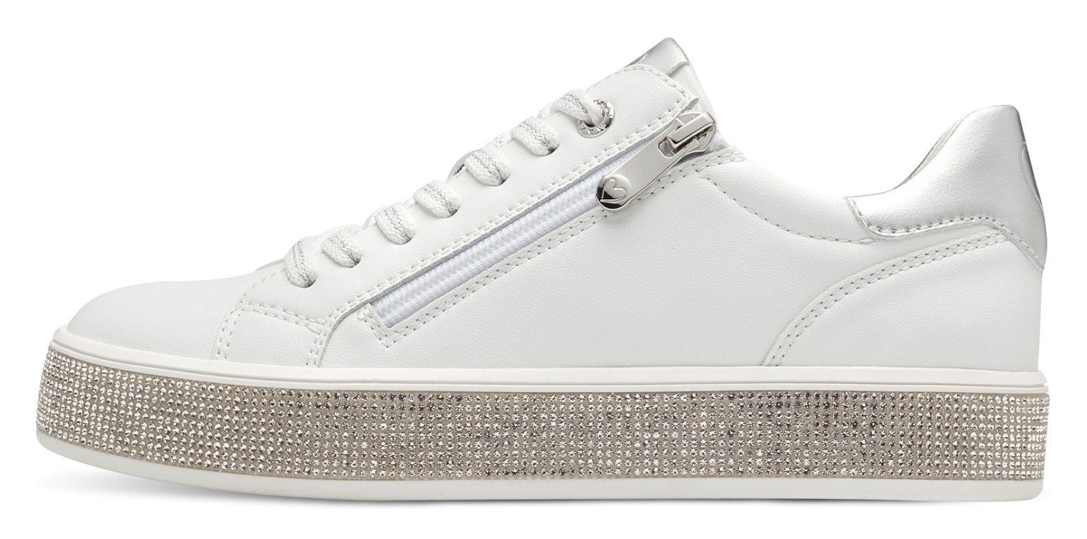 Marco Tozzi Plateausneakers vrijetijdsschoen, lage schoen, veterschoen met contrast bies