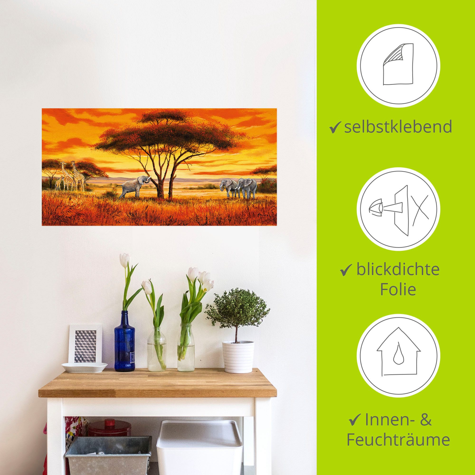 Artland Artprint Afrikaans landschap II als artprint van aluminium, artprint op linnen, muursticker, verschillende maten