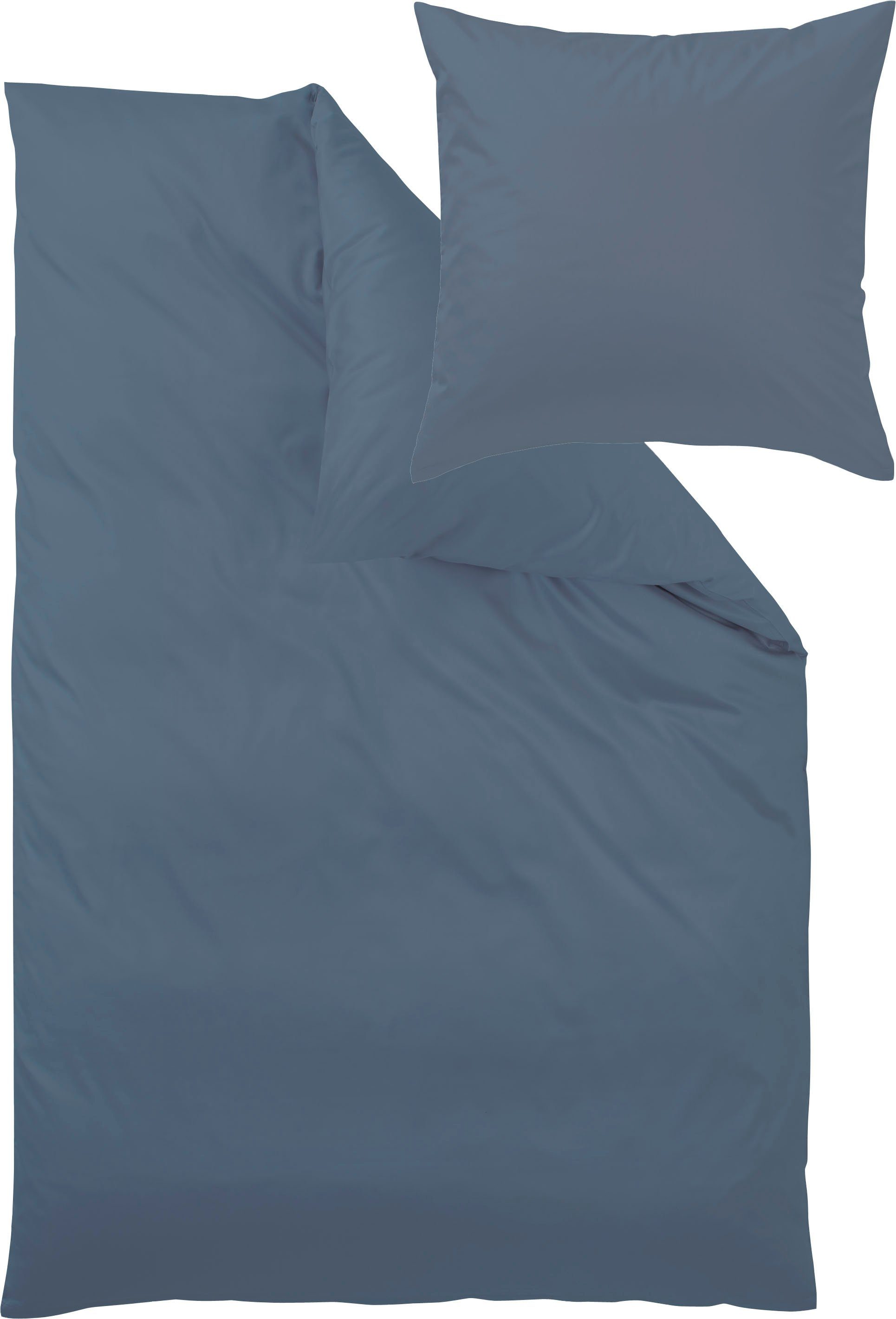 Curt Bauer Beddengoed Uni-mako-satijnen overtrekset, Öko-TEX en Made in Green gecertificeerd dekbedovertrekken maat 1x 200x200 cm blauw