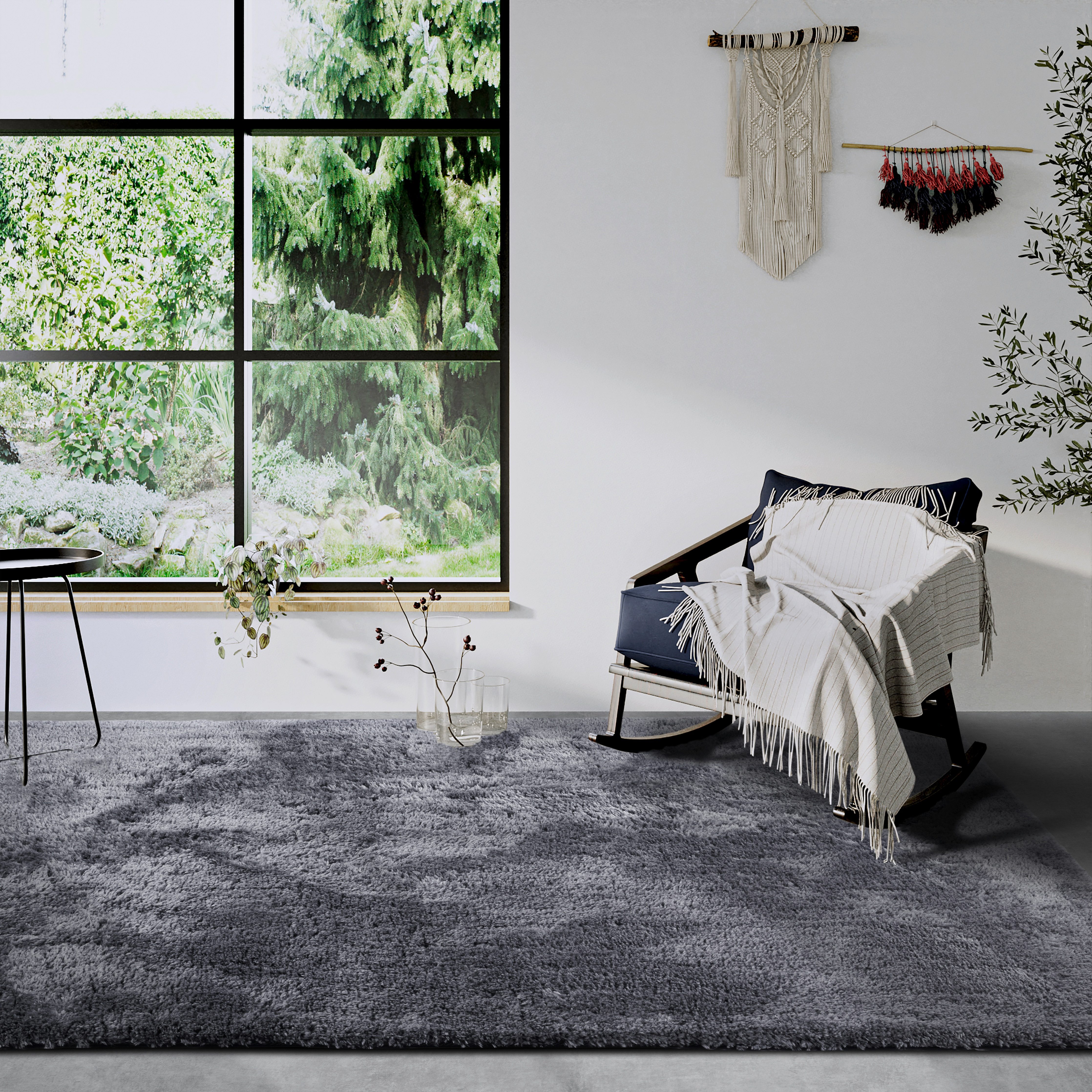 HANSE Home Hoogpolig vloerkleed Olaf Lange pool, shaggy, effen, pluizig, zacht, glanzend, modern, effen
