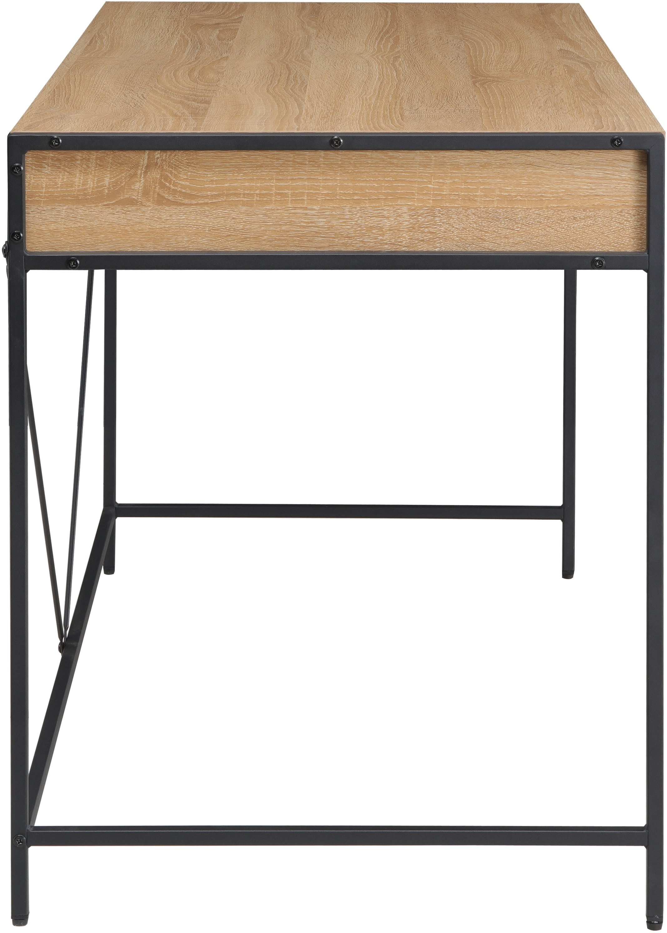 INOSIGN Bureau Endre stabiel metalen frame, 2 lades, greeploos, breedte 123 cm