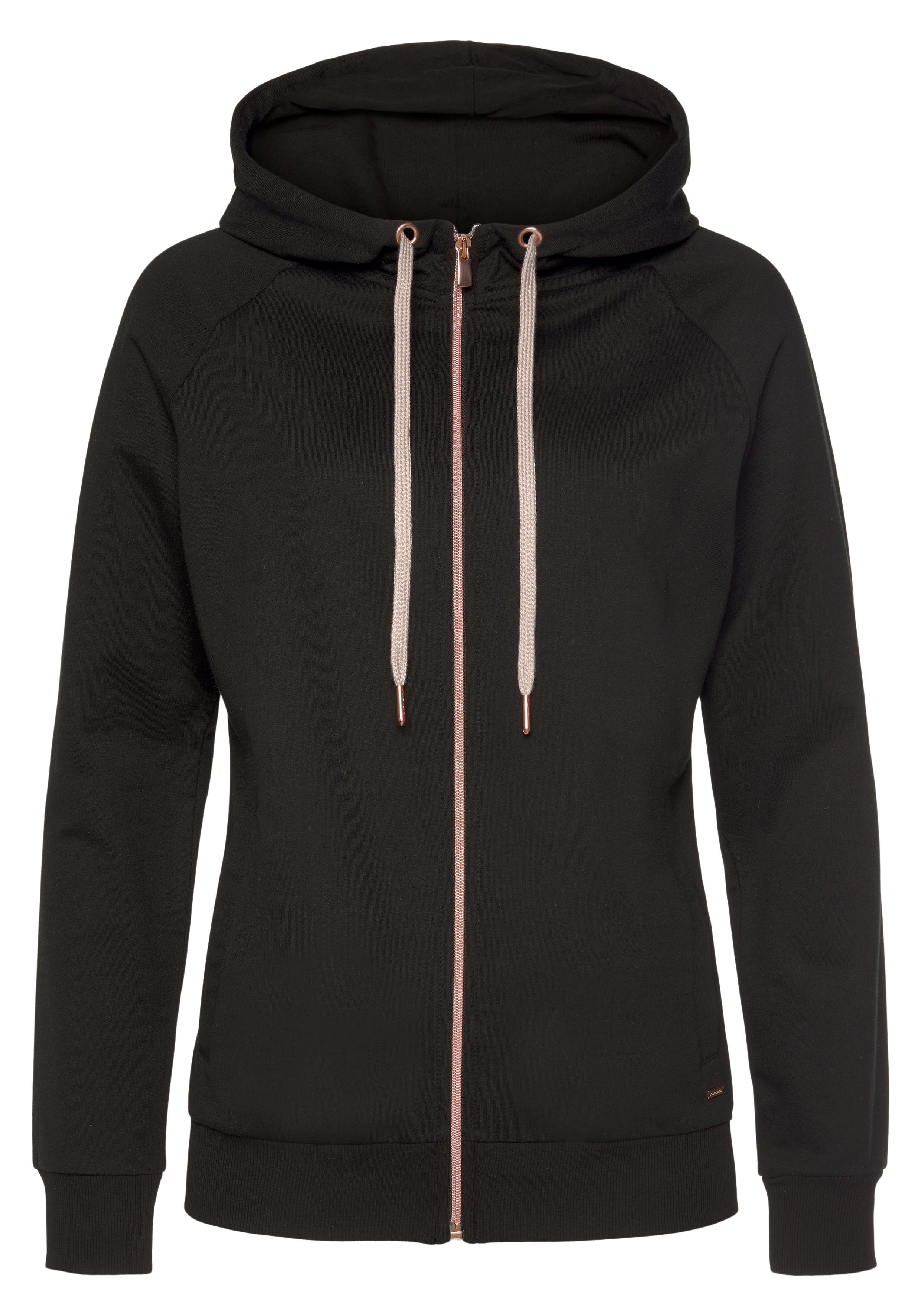 Lascana Capuchonsweatvest / sweatvest met details in rozegoud Sweatshirtjack met details in roségoud, loungewear