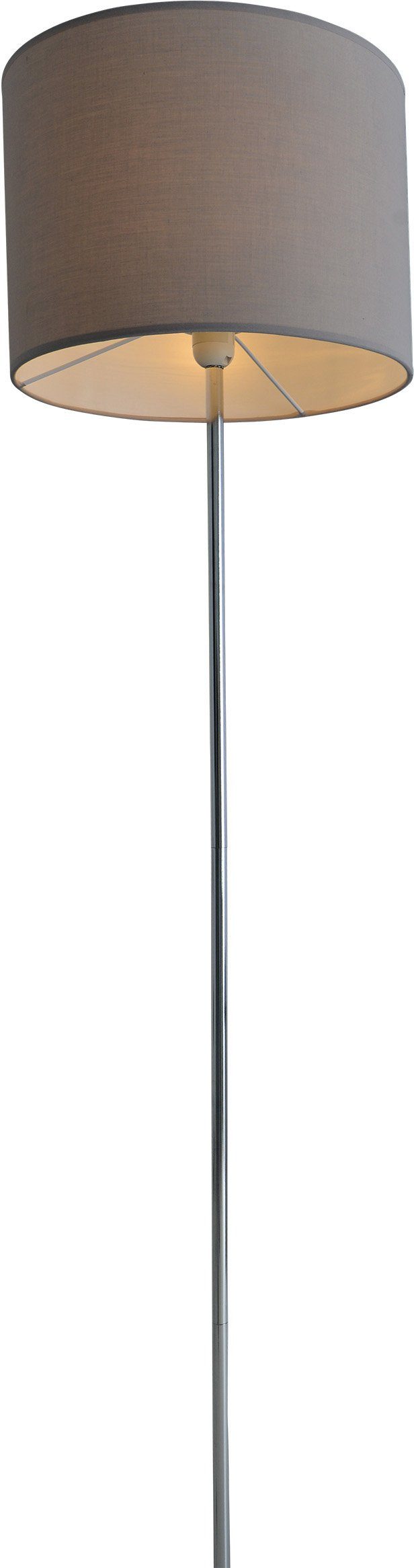 näve Staande lamp New York Hoogte 160 cm, diameter 34,5 cm, 1x E27 max 40W, kap grijs, frame chroom (1 stuk)