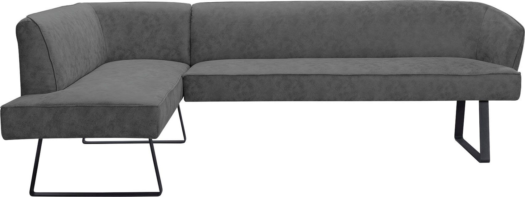 exxpo - sofa fashion Hoekbank Americano met opstaande naad en metalen poten, bekleding in verschillende kwaliteiten