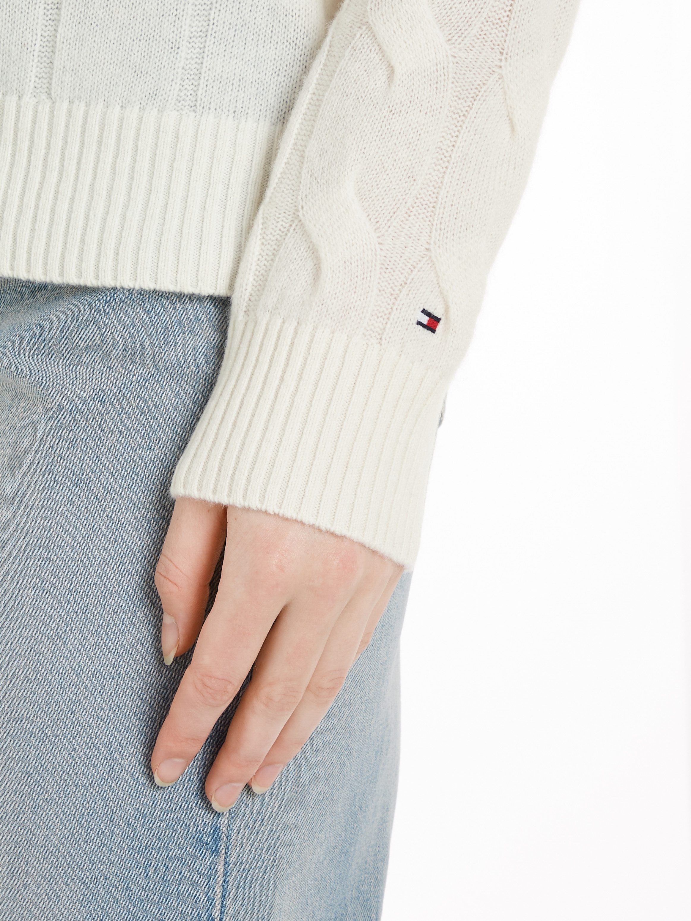 Tommy Hilfiger Gebreide trui SOFT WOOL CABLE C-NK met kabelpatroon ronde hals