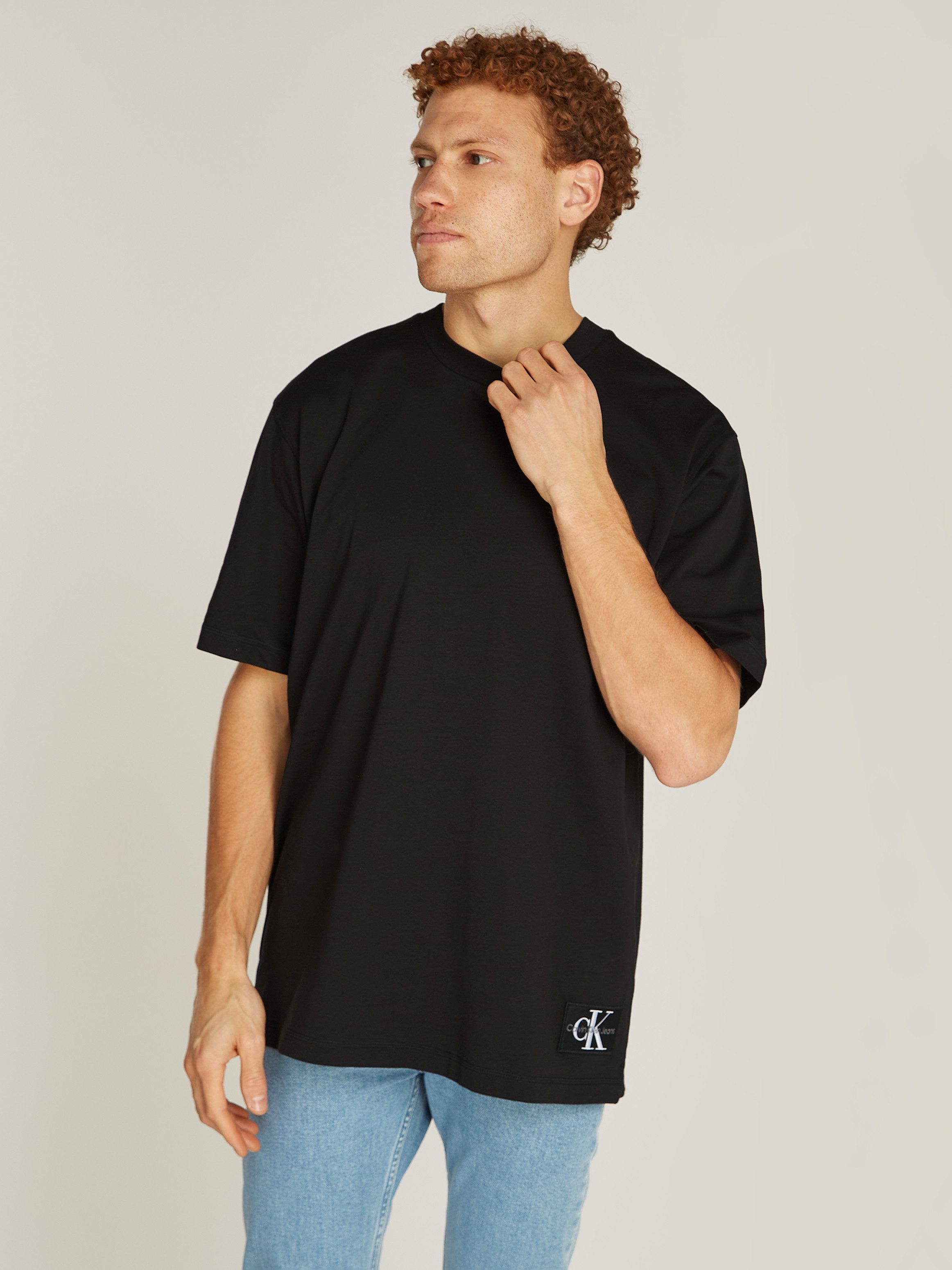 Calvin Klein Jeans Zwarte T-shirt met Logo Patch Black Heren