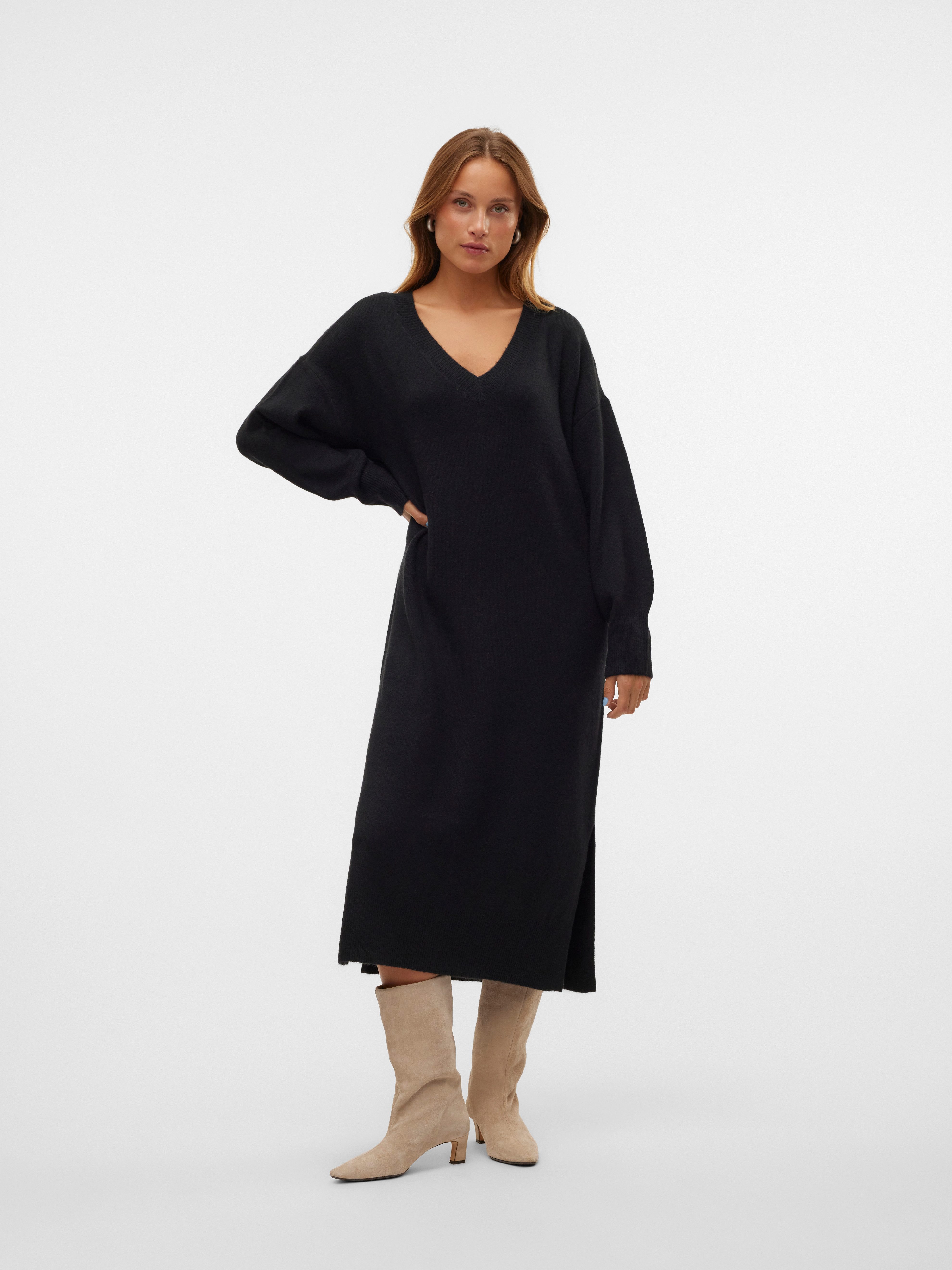 Vero Moda Gebreide jurk VMJUPITER LS V-NECK CALF DRESS BF