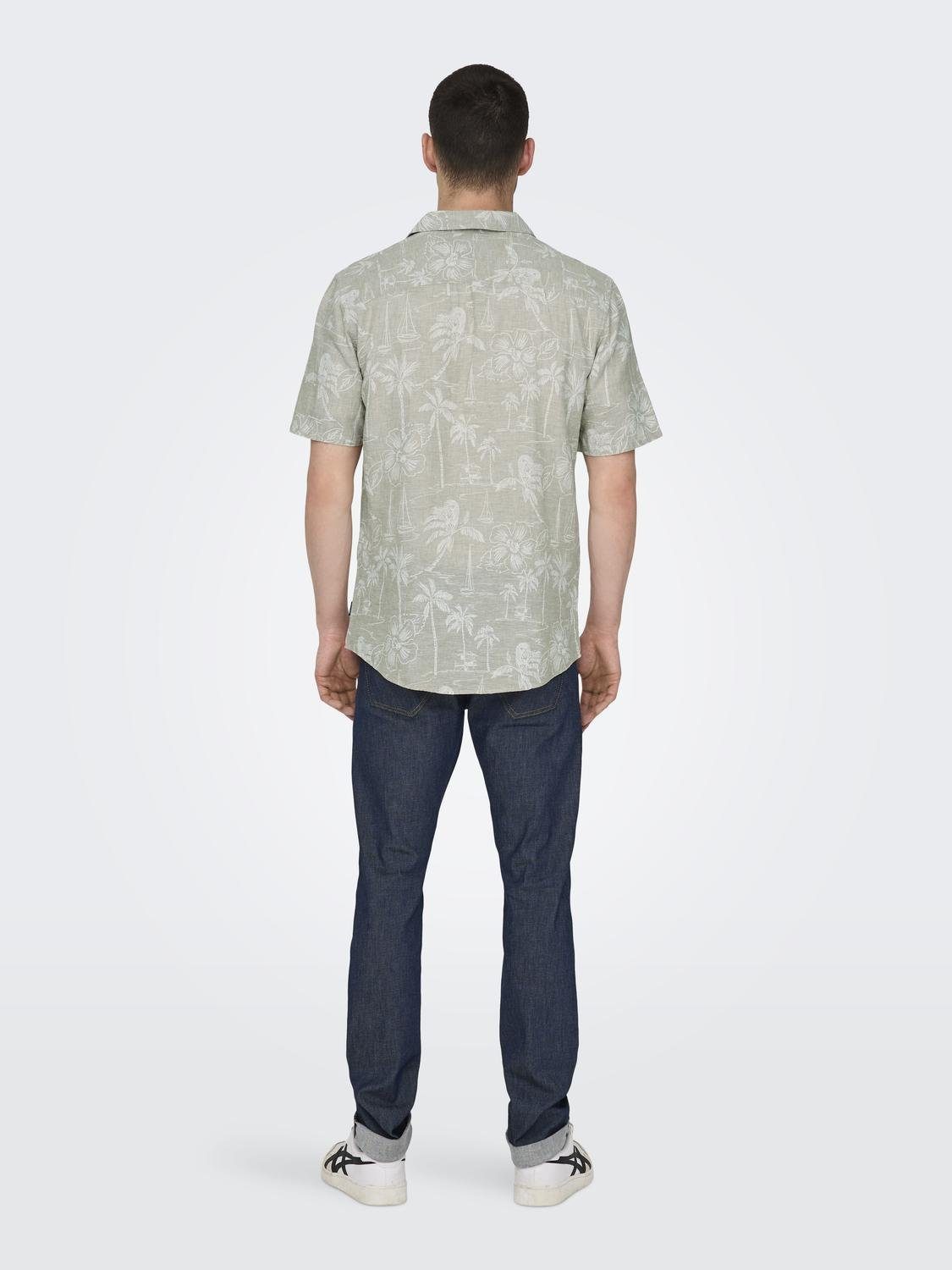 ONLY & SONS Hawaï-overhemd ONSCAIDEN SS RESORT AOP LINEN SHIRT NOOS