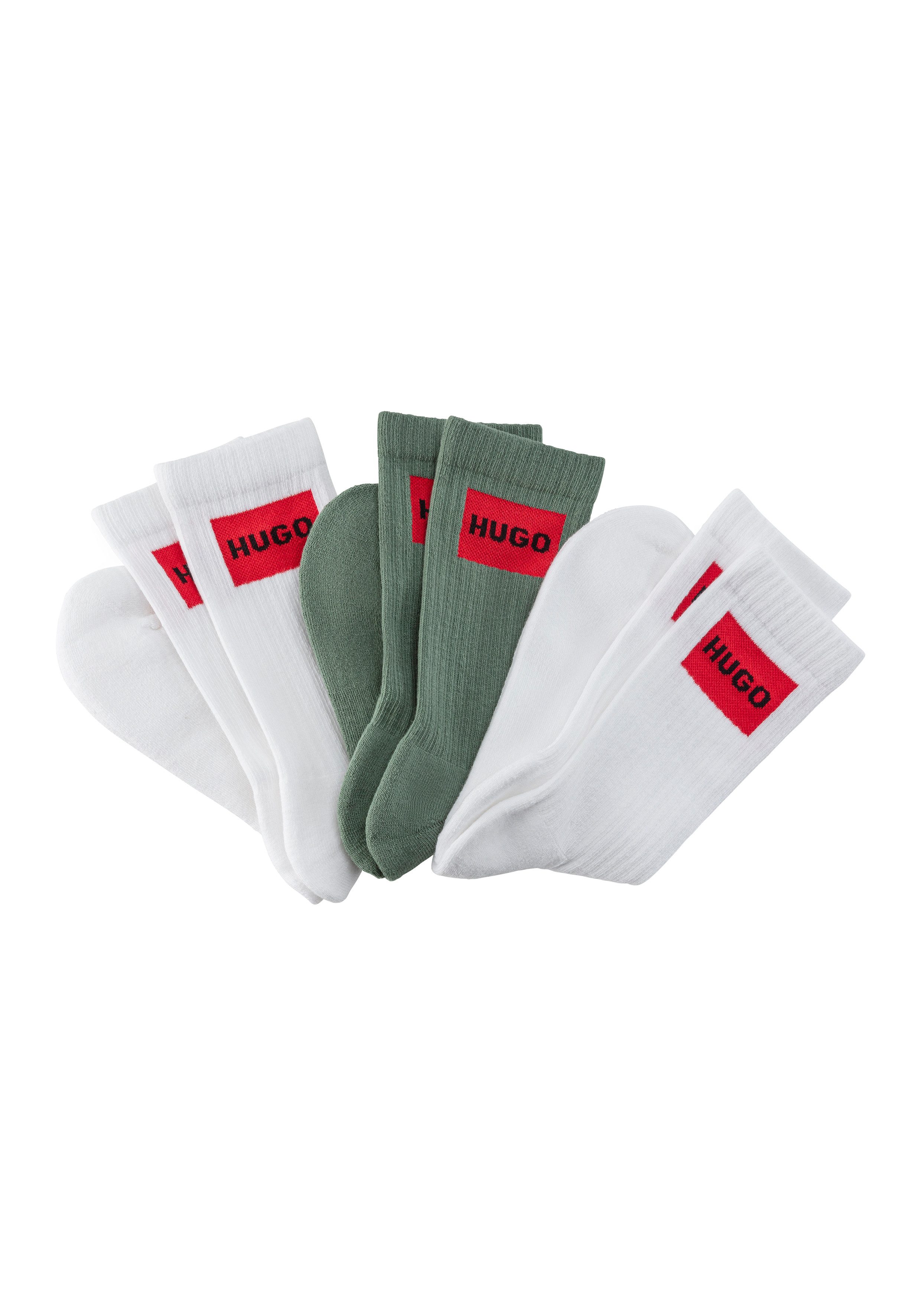 HUGO underwear Vrijetijdssokken 3P QS RIB LABEL met contrasterende hugo logo (3 paar, Set van 3) heren sokken maat 39-42 multicolor